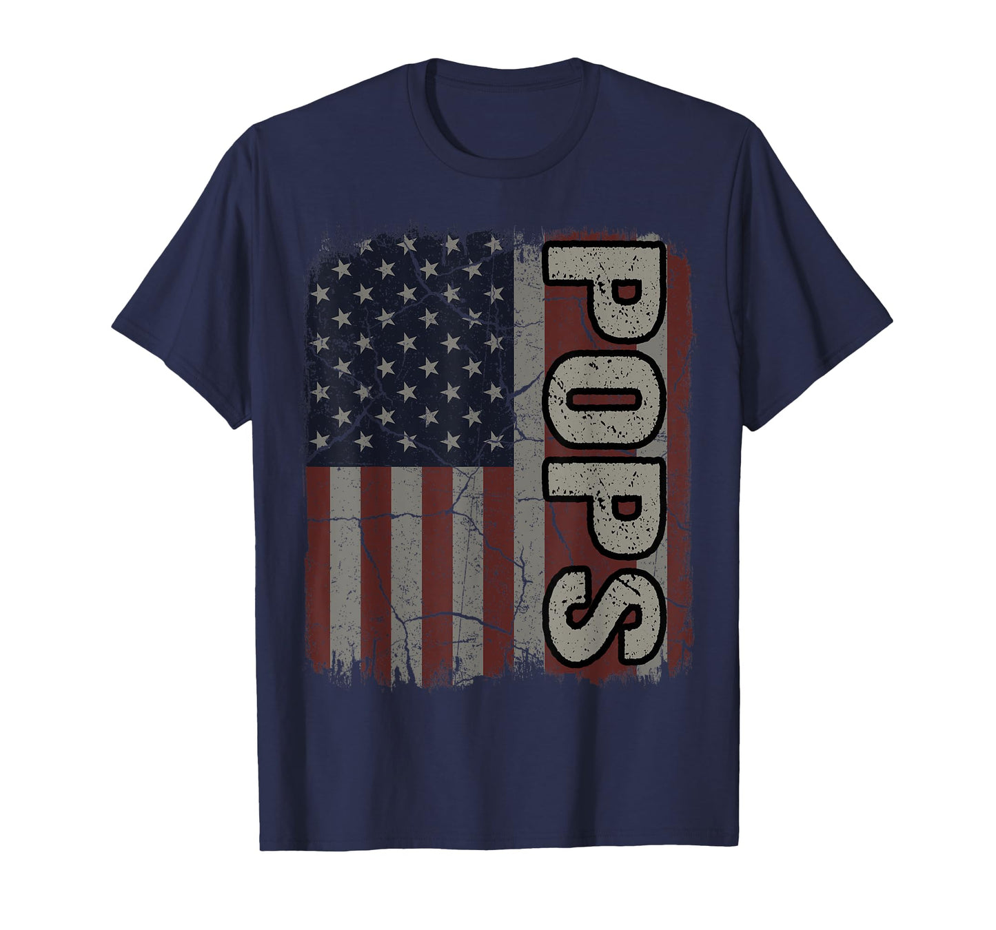Pops American Flag Vintage Father's Day 4th of July Gift T-Shirt
