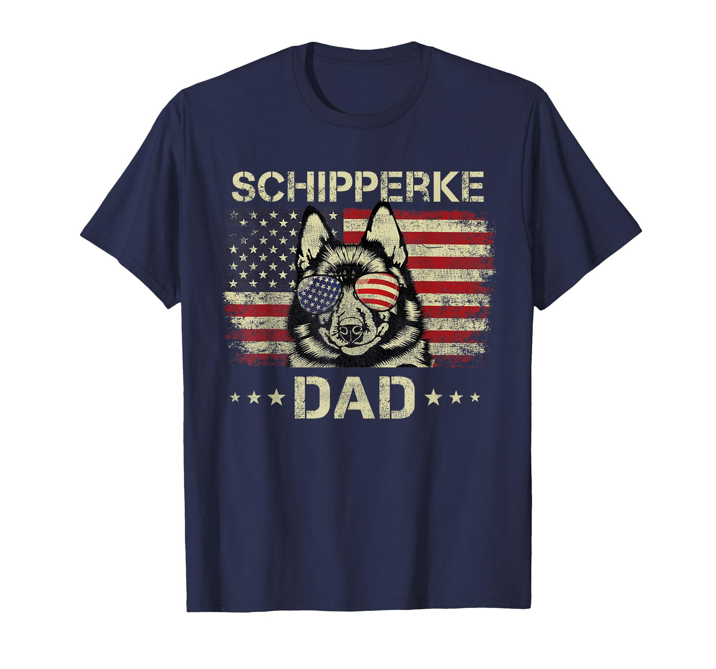 Schipperke Dad Dog Lovers American Flag 4th Of July T-Shirt for Women Men