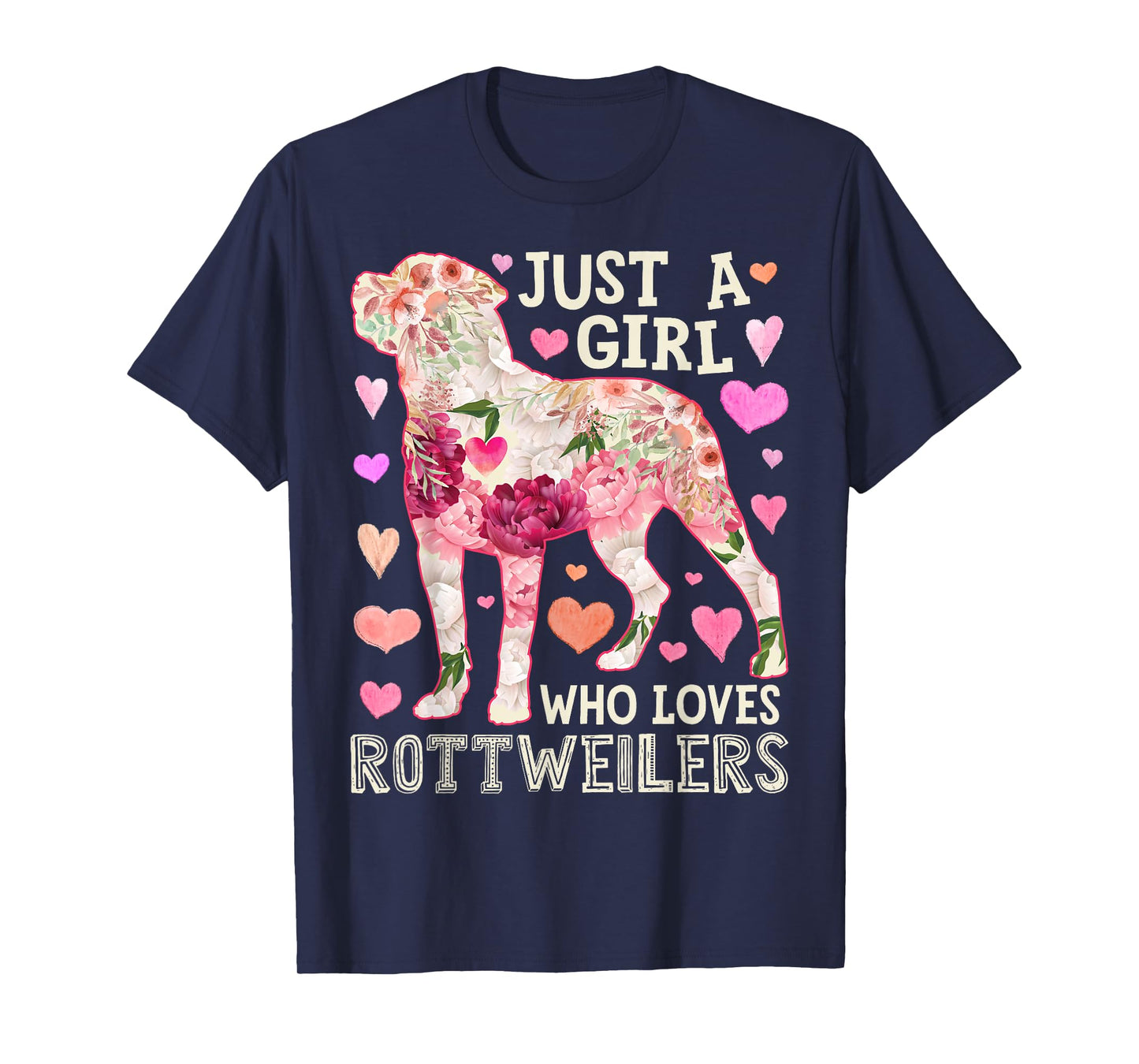 Rottweiler Just A Girl Who Loves Dog Flower Women Floral T-Shirt