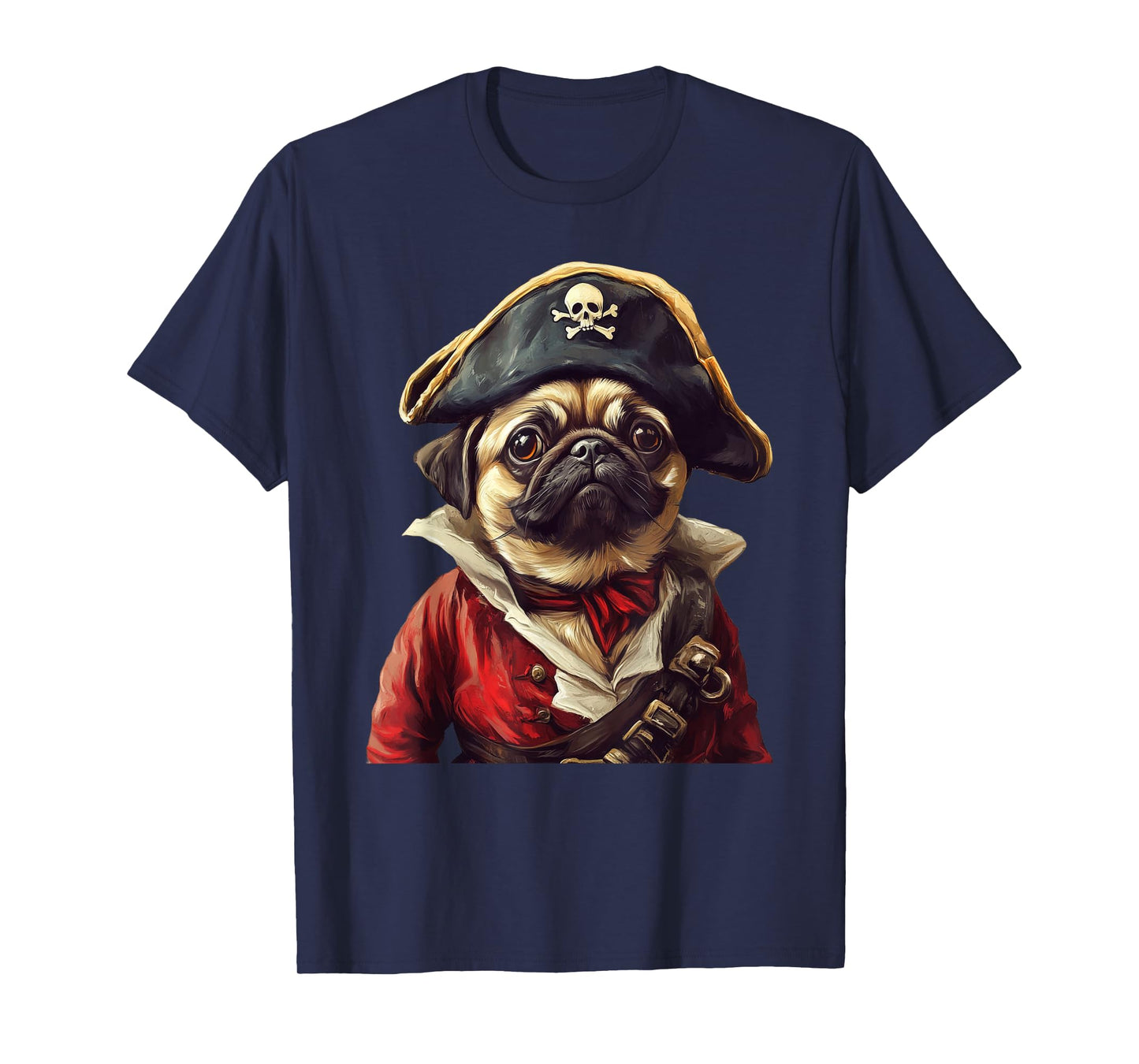 Pug Dressed As A Pirate Funny Dog Pug Halloween T-Shirt