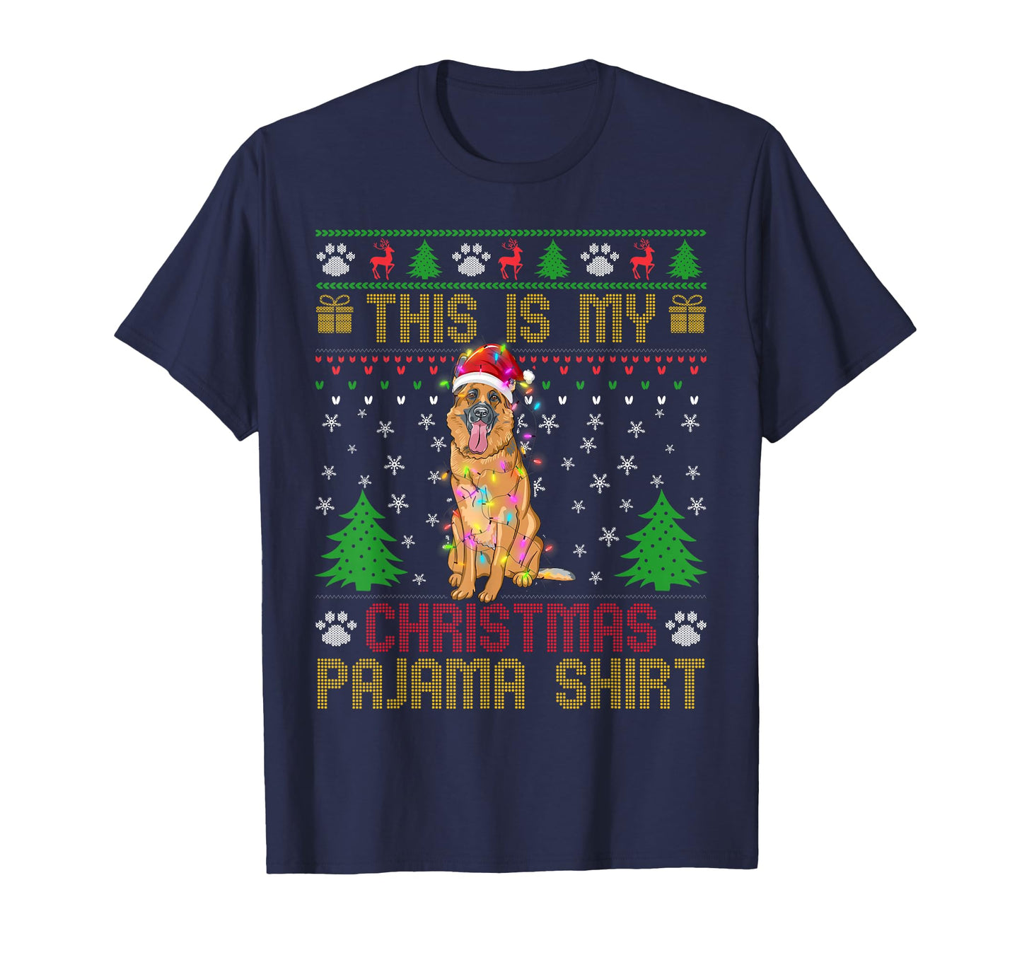 This is My Christmas Pajama Shirt Funny Geman Shepherd Santa T-Shirt