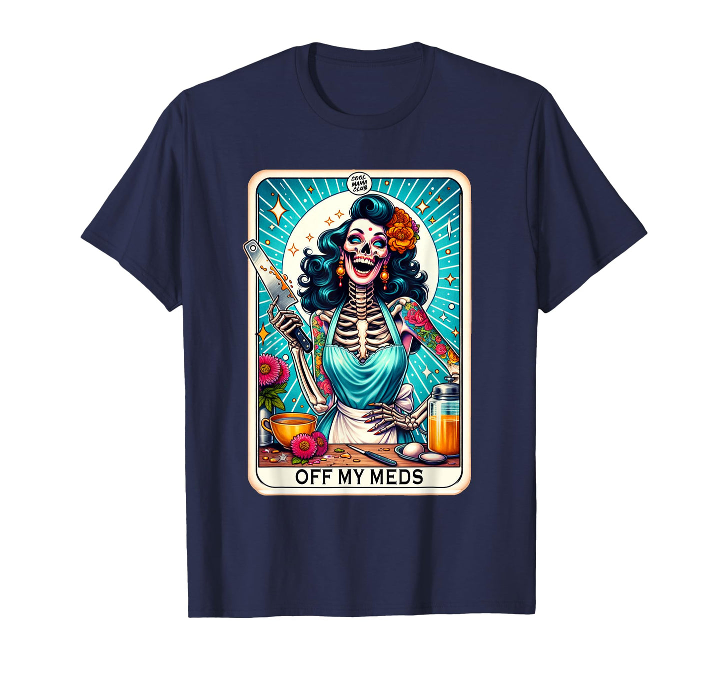 Cool Mama Club Tarot Card Skeleton Halloween T-Shirt