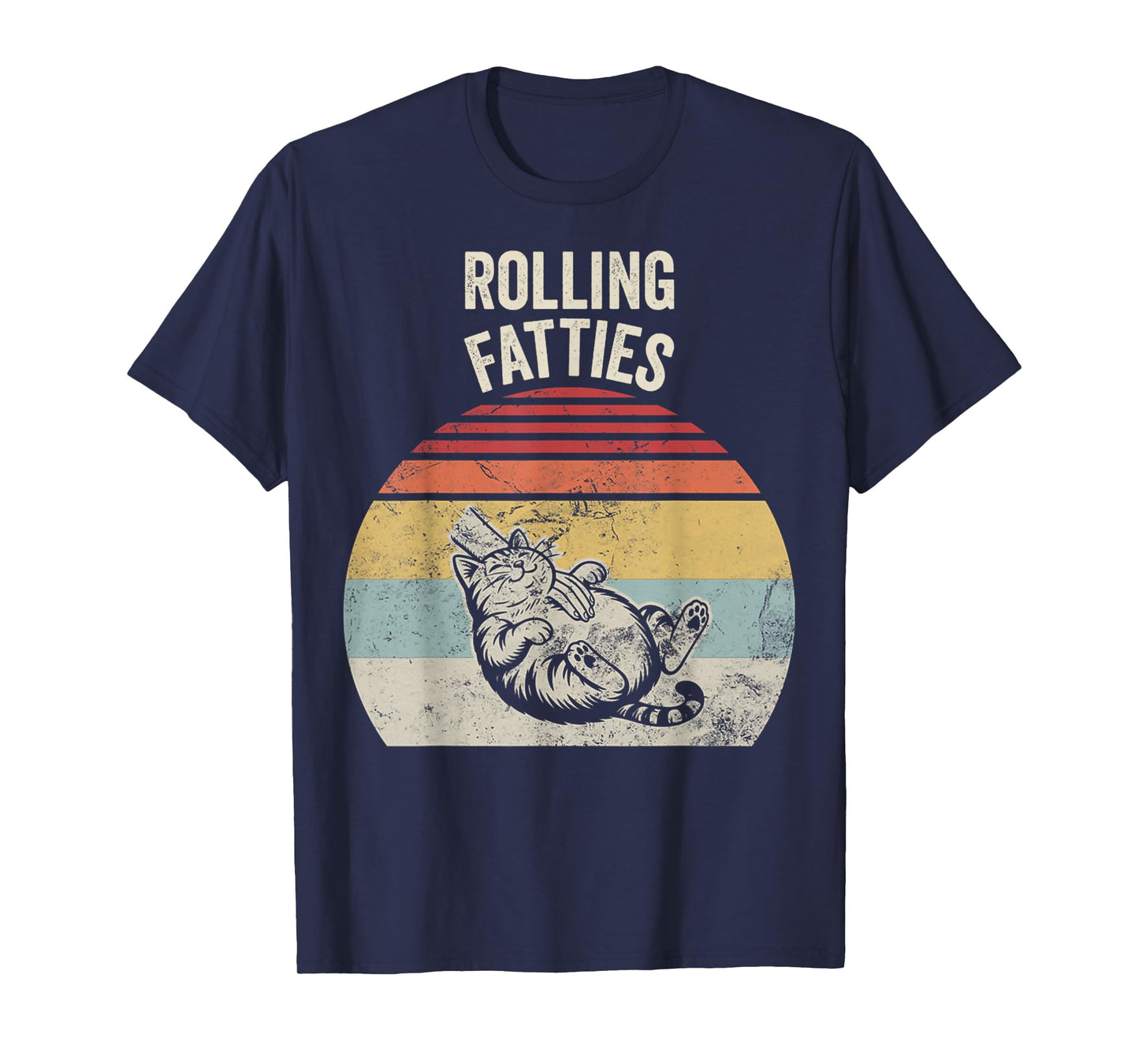 Rolling Fatties with Retro Sunset Cat T-Shirt