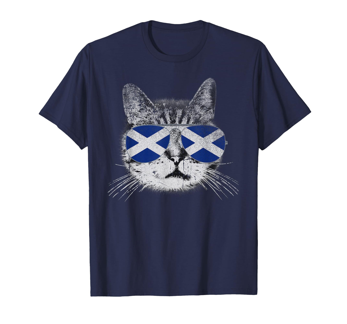 Cat Shirt Scottish Scotland Flag Country Retro Funny T-Shirt