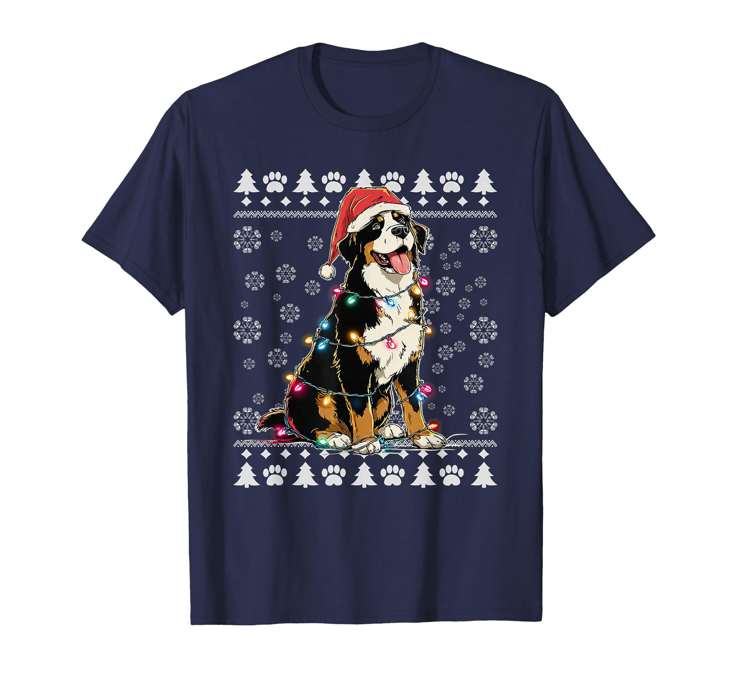 Bernese Mountain Christmas Ugly Sweater Funny Dog Xmas T-Shirt