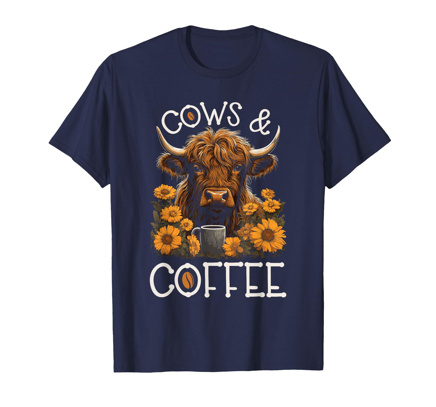 Highland Cow And Coffee, Funny Western Girl Country T-Shirt
