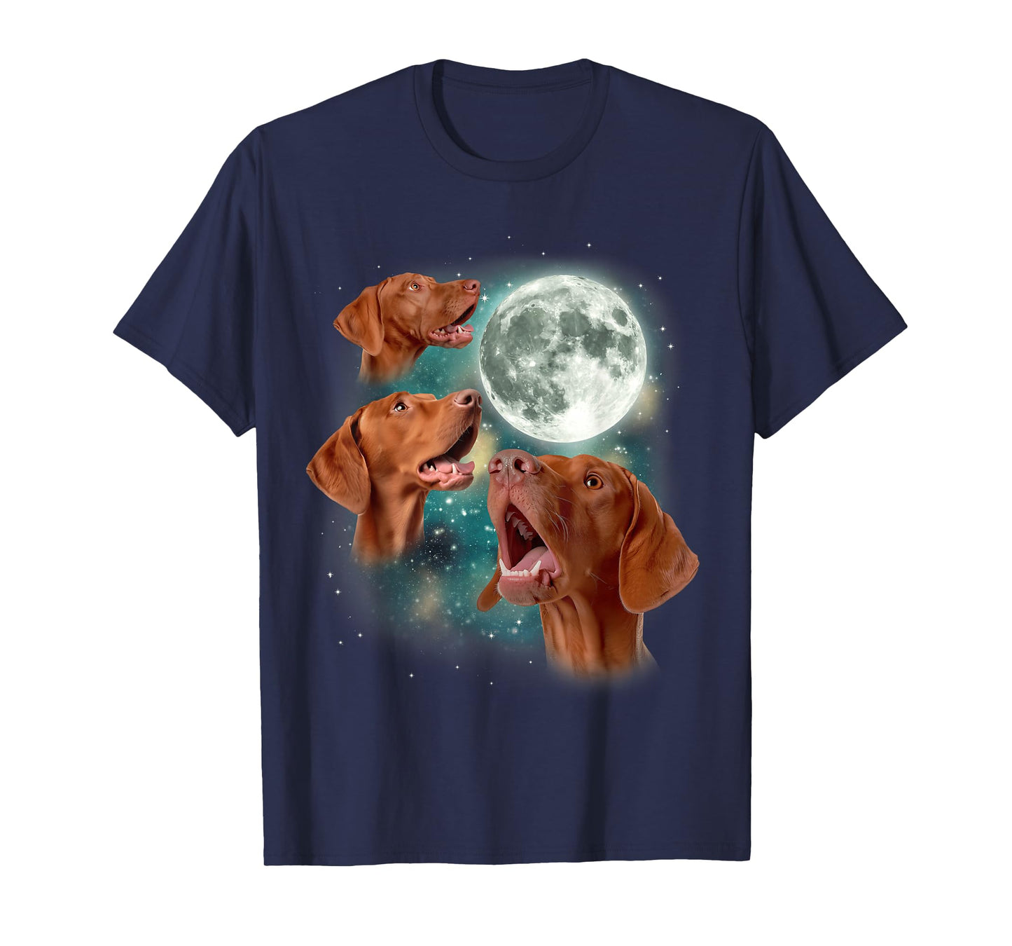 Three Vizsla Moon | 3 Magyar Meme Magic Dog Vizslas Canine T-Shirt