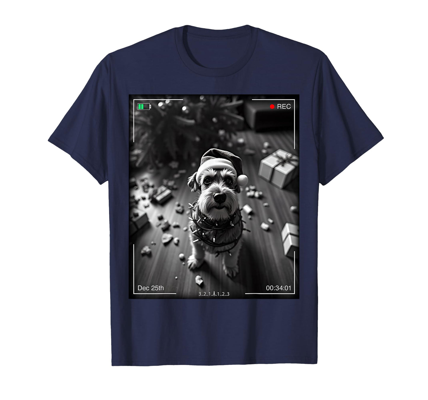 Christmas Schnauzer Caught On Camera T-Shirt
