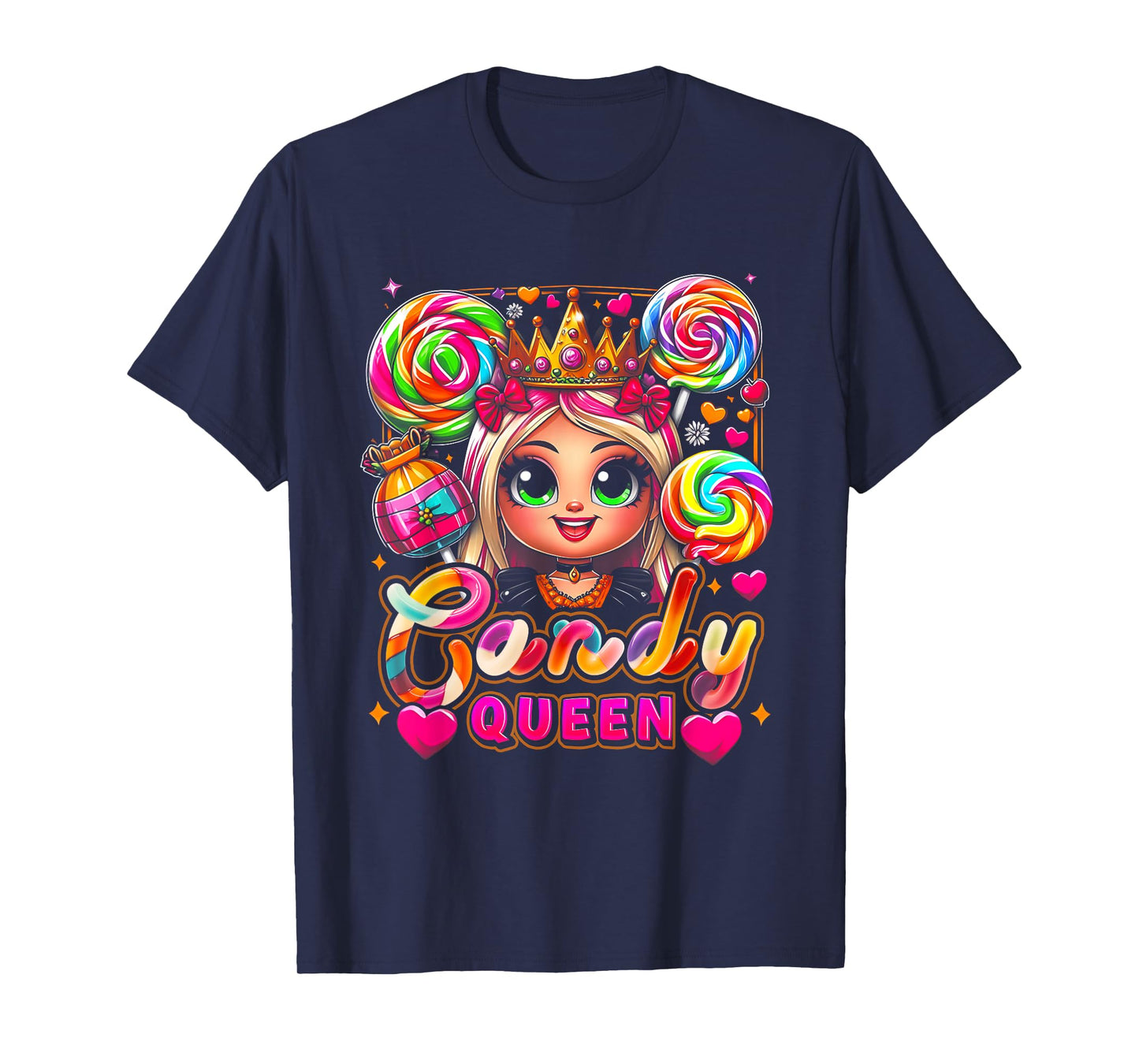 Funny Halloween Candy a Queen Lollipop Lover Girls Colorful T-Shirt