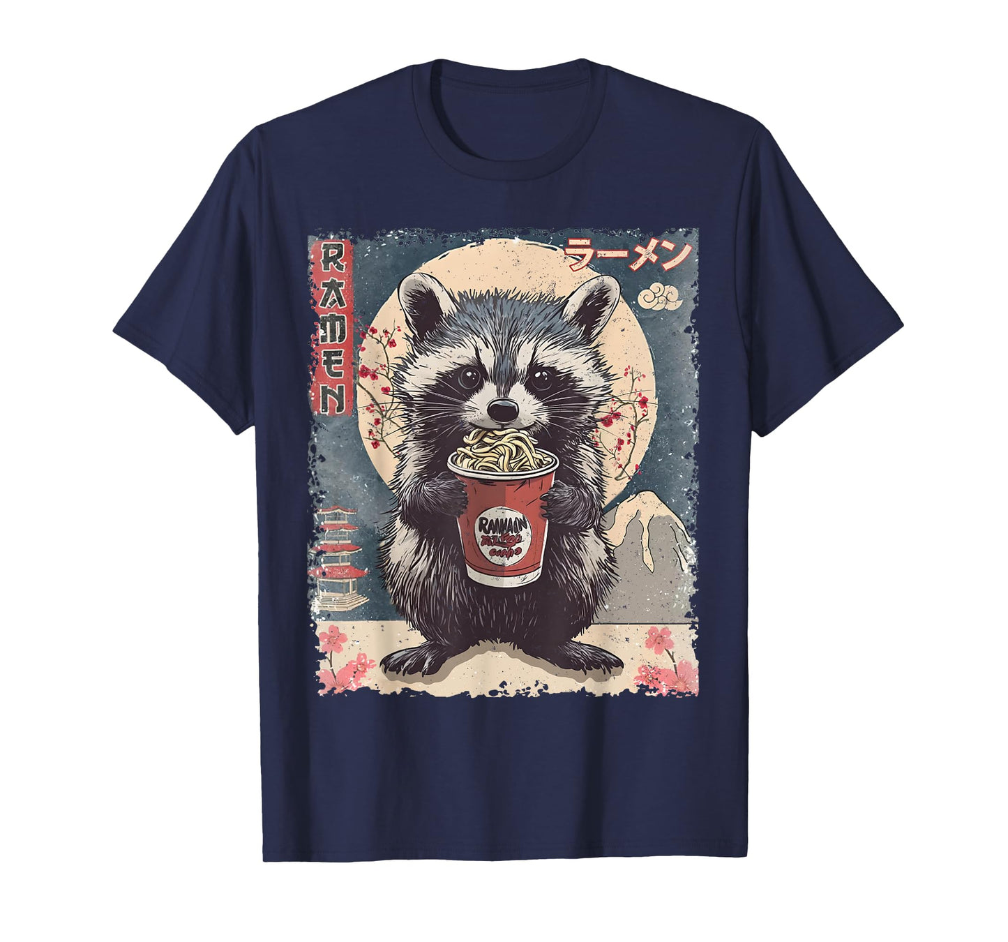 Kawaii Raccoon Ramen Japanese Funny Graphic Tee Racoon Lover T-Shirt
