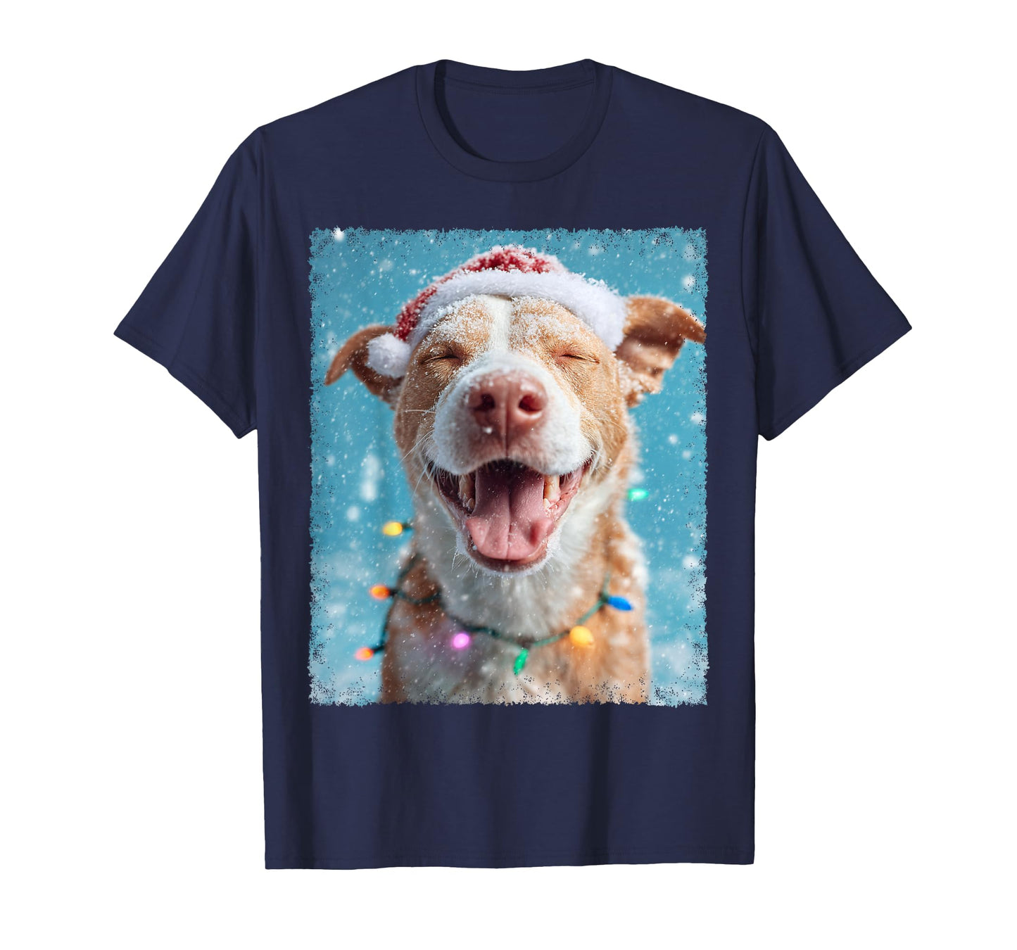 Xmas Pitbull Dog Christmas Light T-Shirt