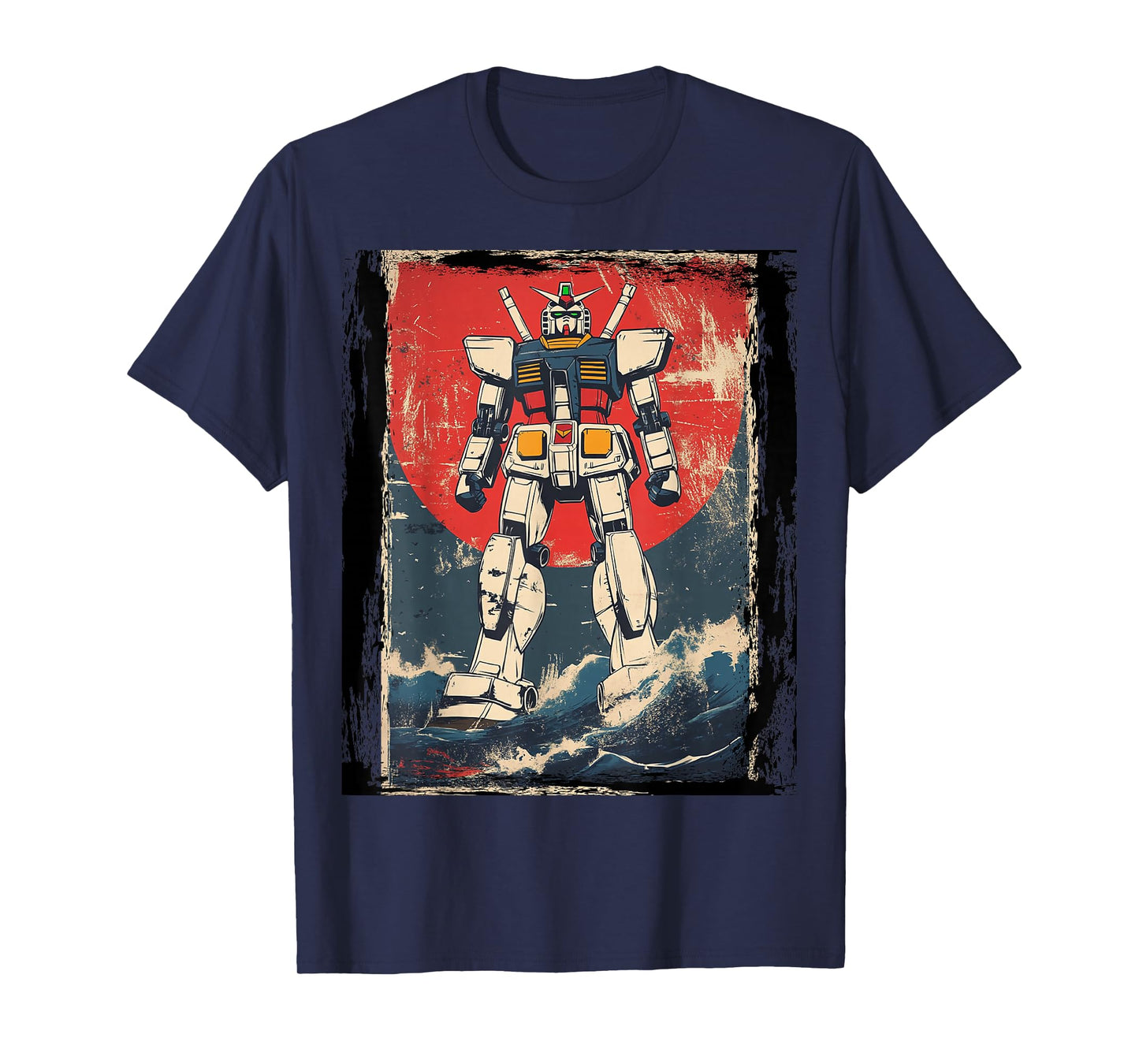 Mecha Anime Roboto Japanese Kanagawa Great Wave Manga T-Shirt