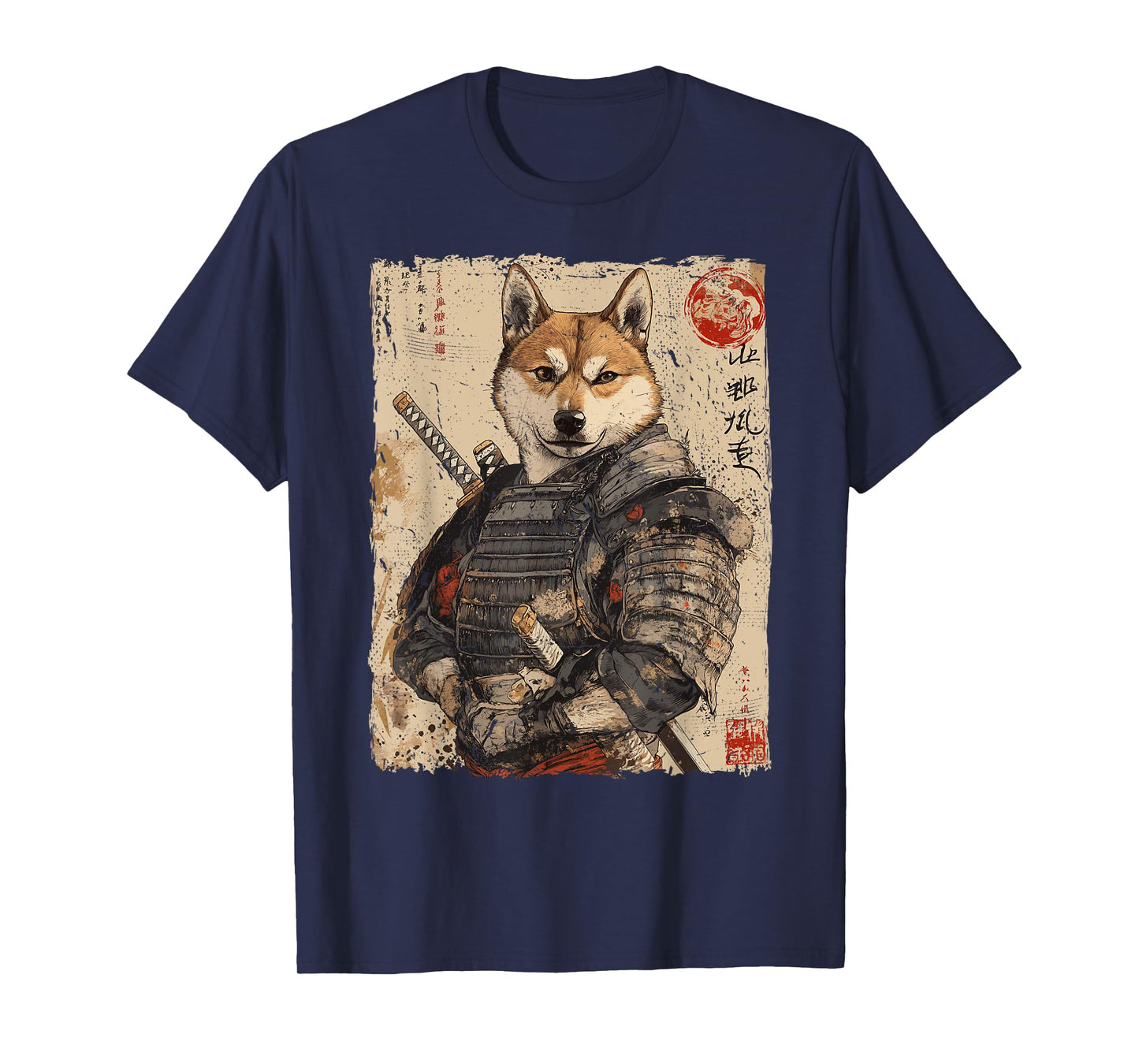 Samurai Dog Warrior Japanese Ukiyo-e Artwork Dog Samurai T-Shirt