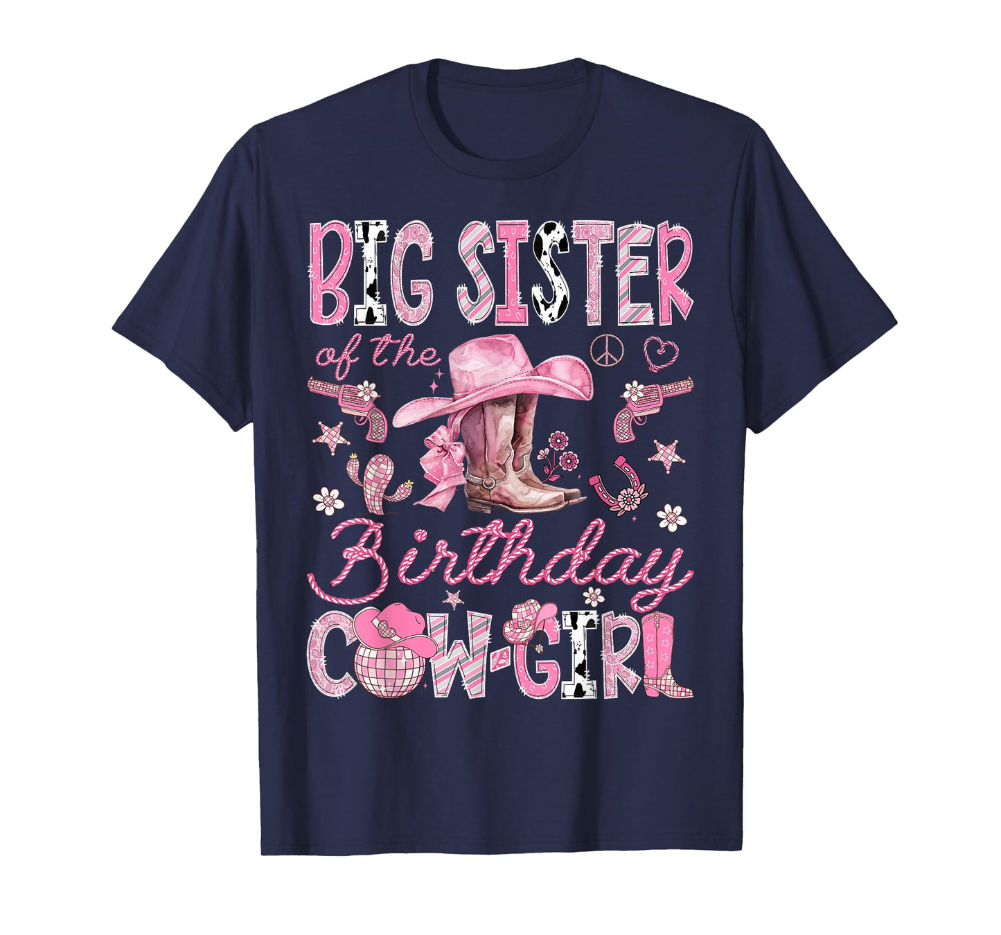Big Sister Of The Birthday CowGirl Coquette Rodeo Big Sister T-Shirt