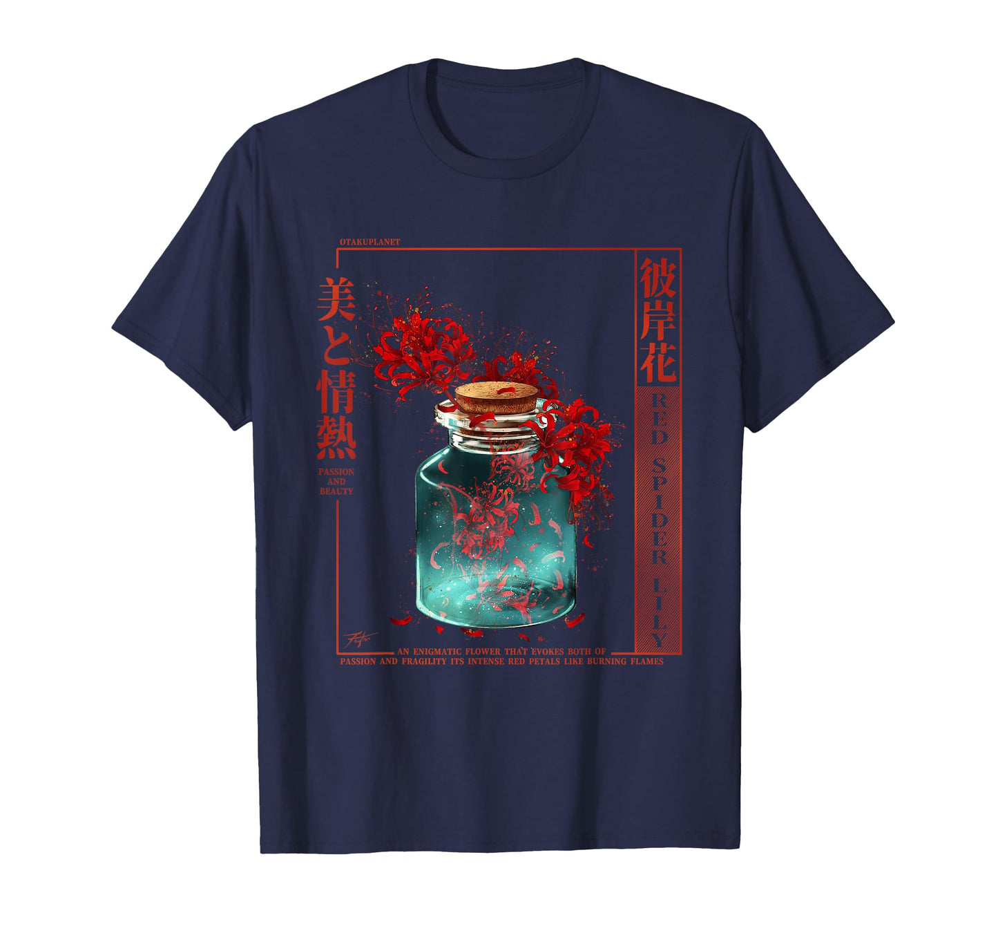 Spider Lily in Japanese Anime Red Spider Lily Aesthetic T-Shirt