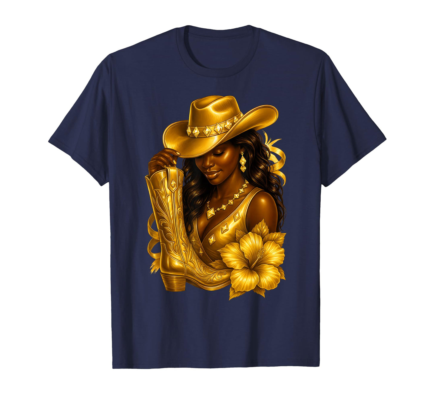 Black African American Glam Cowgirl Melanin Country Girls T-Shirt