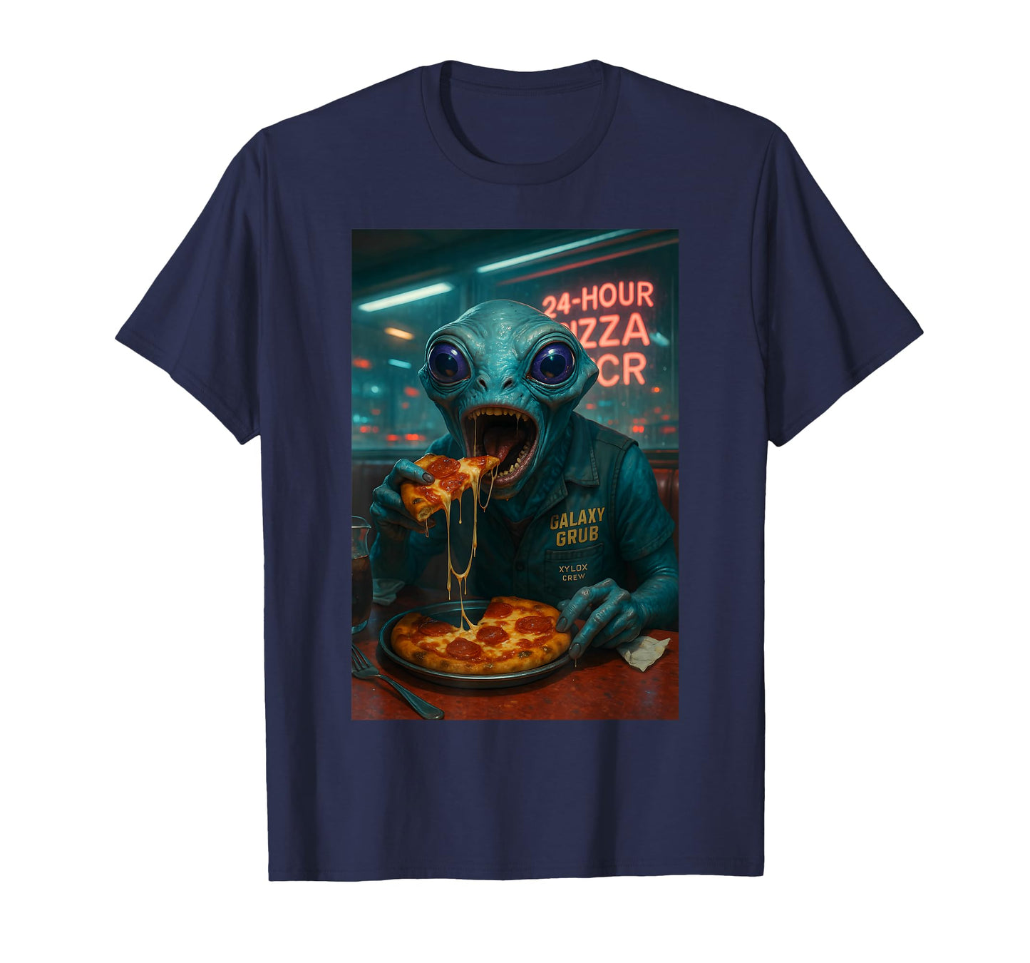 Alien Pizza Halloween Mens T-Shirt