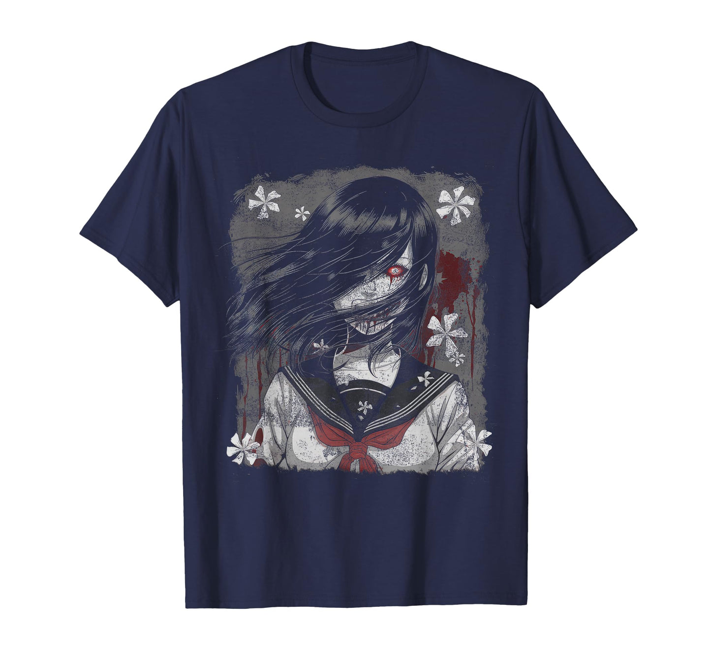 Horror Dark Anime Manga Japan Japanese Creepy Goth Gothic T-Shirt - Women, Children - Black - Small - Short Sleeve - T-Shirt - Gothic - Emo, Horror Fans
