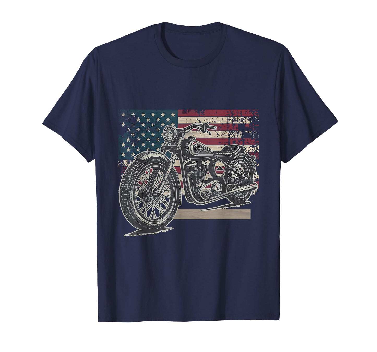 Vintage Distressed American Flag Motorcycle Rider Men Women T-Shirt