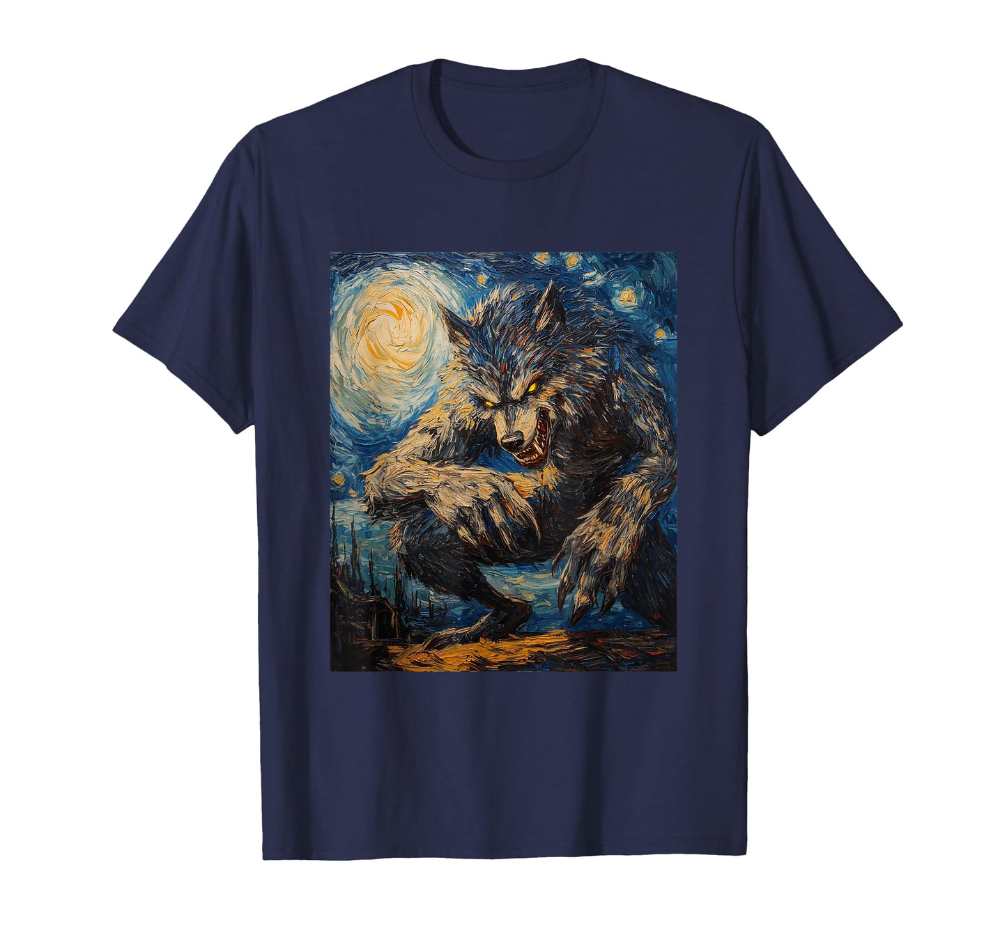Werewolf Wolf Wolves - Van Gogh Style – Starry Night Graphic T-Shirt