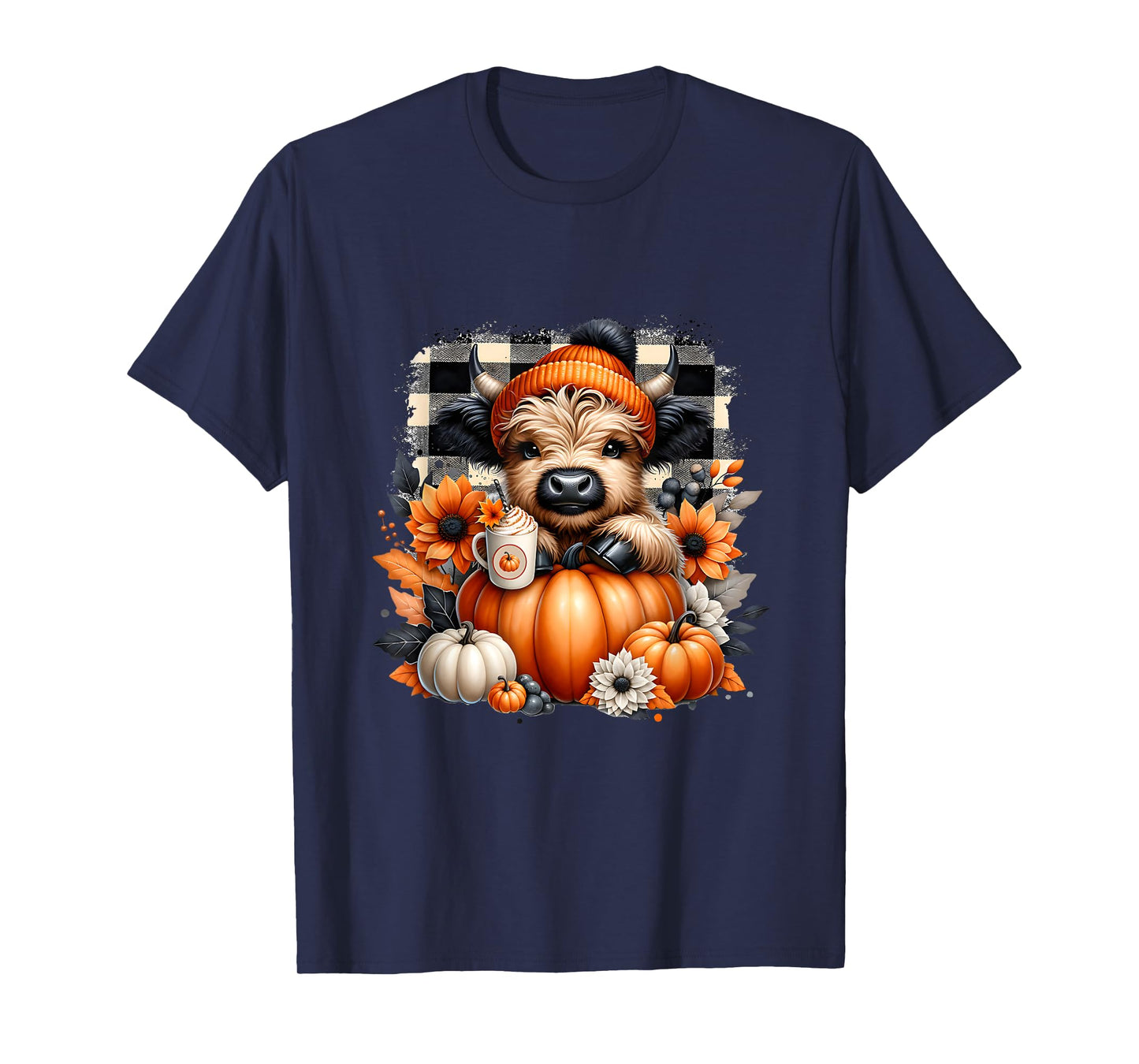 Cute Highland Cow Halloween With Pumpkin Spooky Season Funny T-Shirt