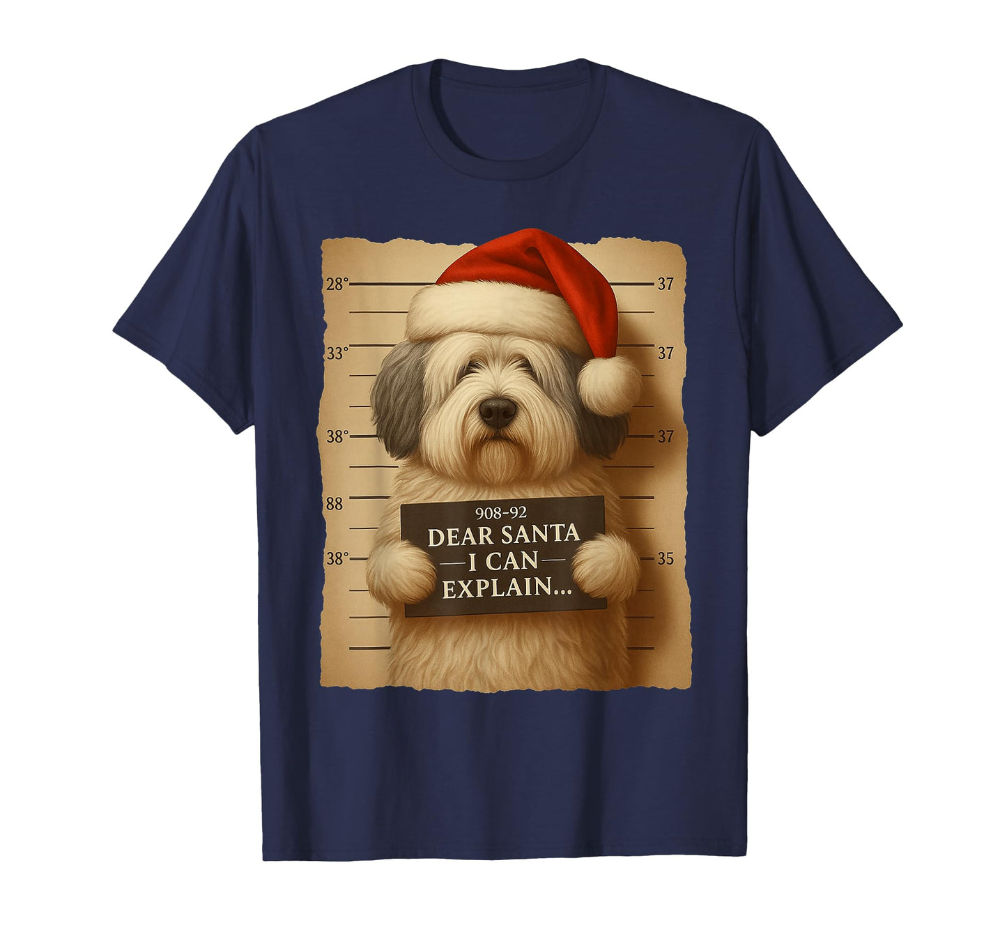 Funny Christmas Dog - Cute Old English Sheepdog Santa Hat Te T-Shirt