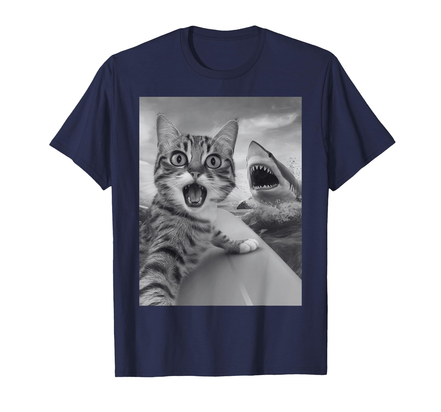 Funny Cat Selfie with Shark T-Shirt