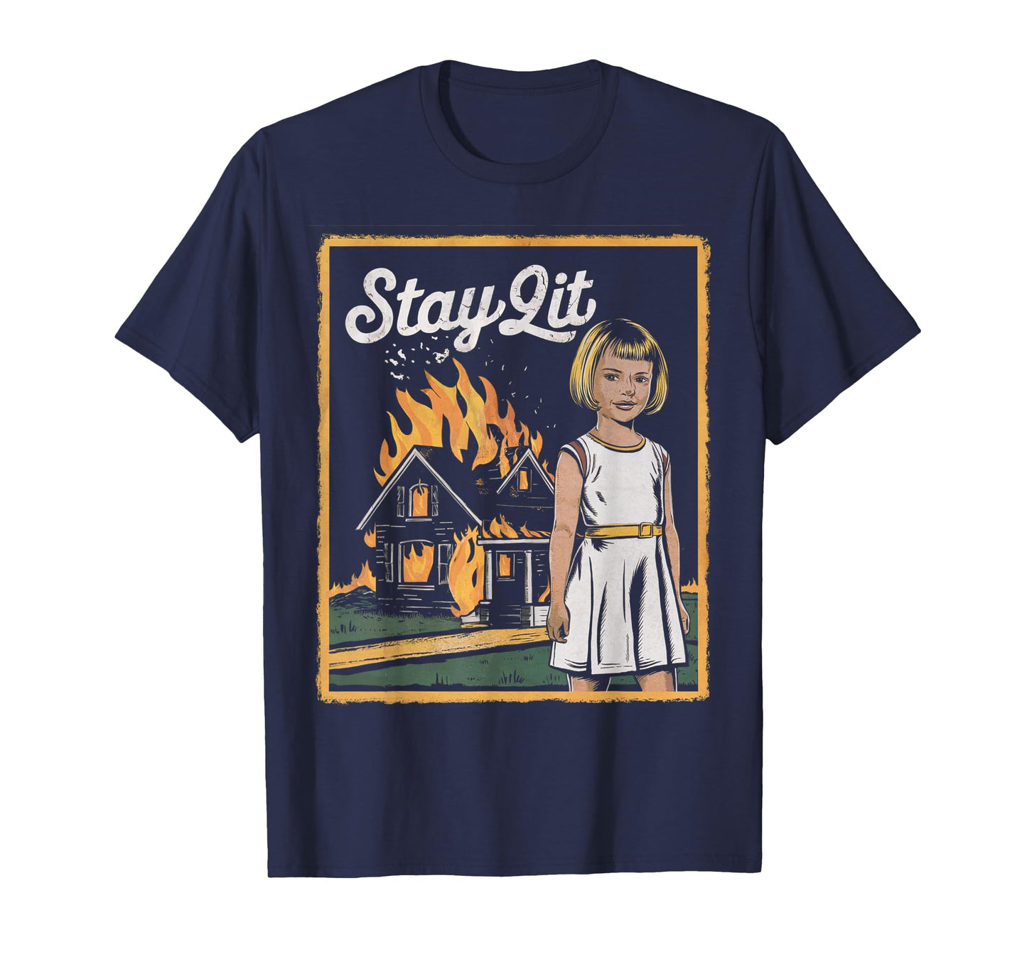 Vintage Horror Movie Lover Retro Halloween Shirt Stay Lit T-Shirt
