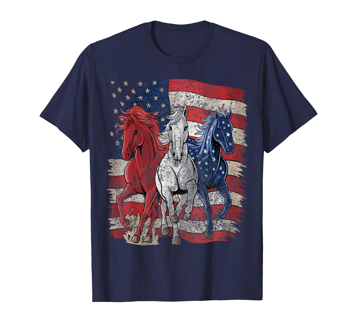 Horse Patriotic USA Flag 4th Of July T-Shirt