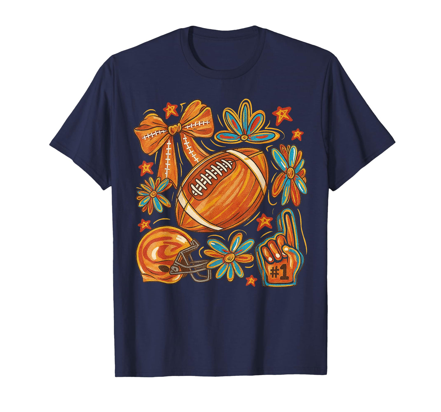 HUGvyn Fall Autumn: Football Game Day Bow Touchdown Season T-Shirt