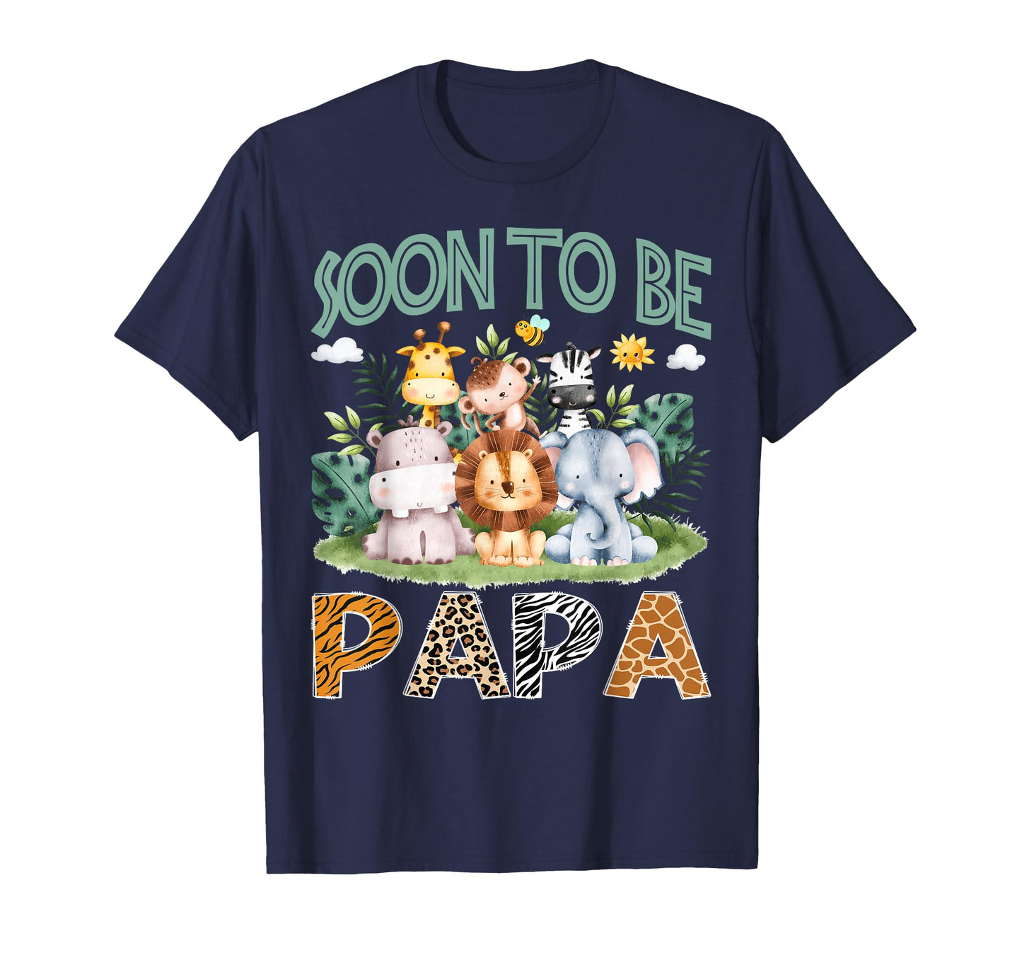 Soon To Be Papa Animal Safari Jungle Gender Reveal T-Shirt