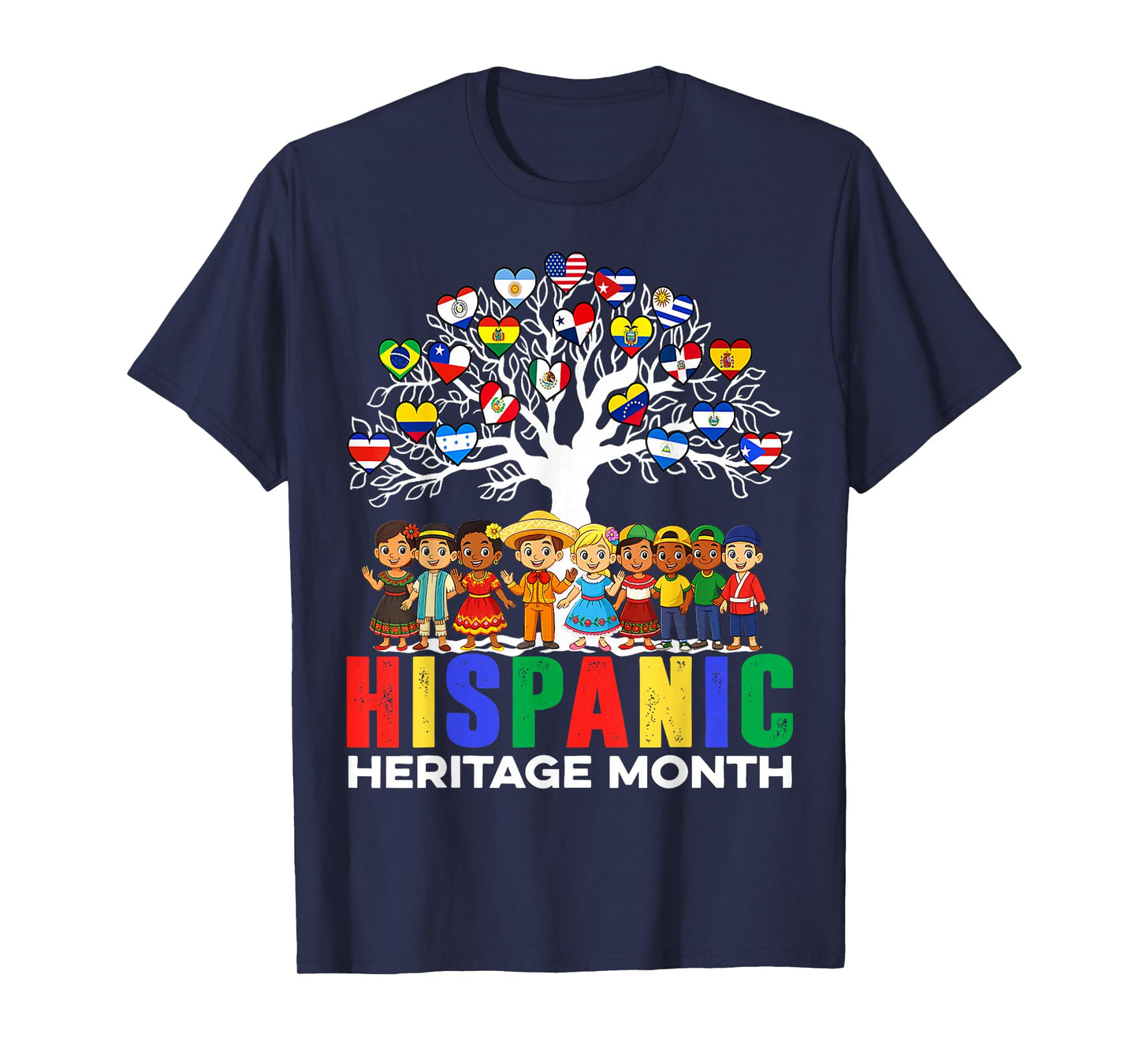 Hispanic Heritage Month Latin Countries Hands Heart Flags T-Shirt