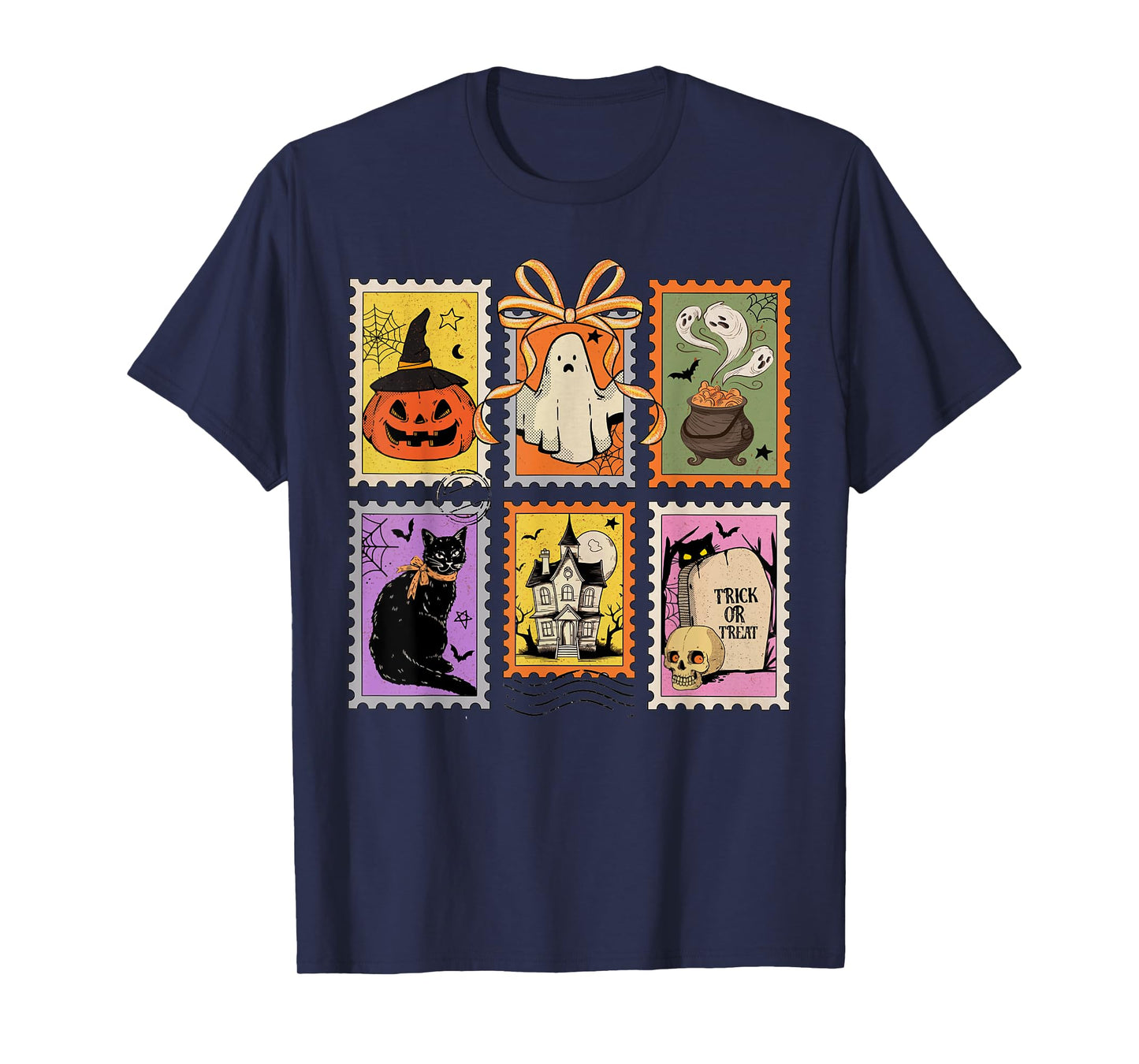 Retro Halloween Cat Ghost Spooky Season T-Shirt