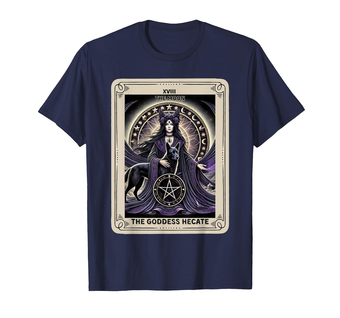 Tarot Card XVIII The Moon Goddess Hecate Pentacle T-Shirt