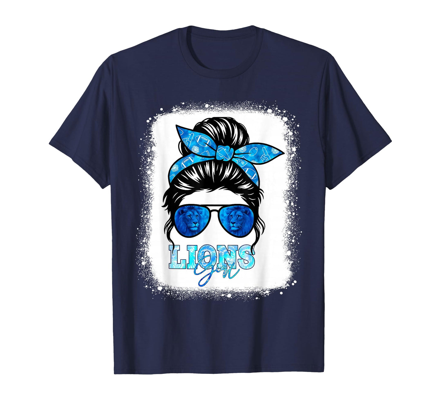 Lions Retro Messy Bun Blue Coquette T-Shirt