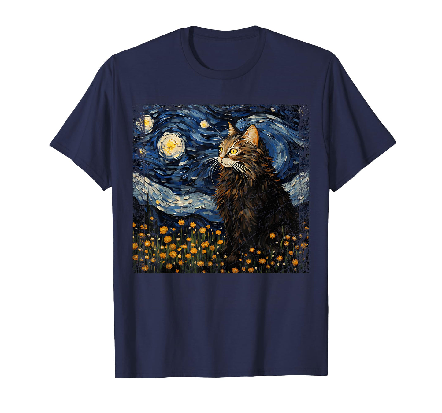 Starry Night Norwegian Forest For Cat Mom Cat Dad Funny Cat T-Shirt for Men Women Kids