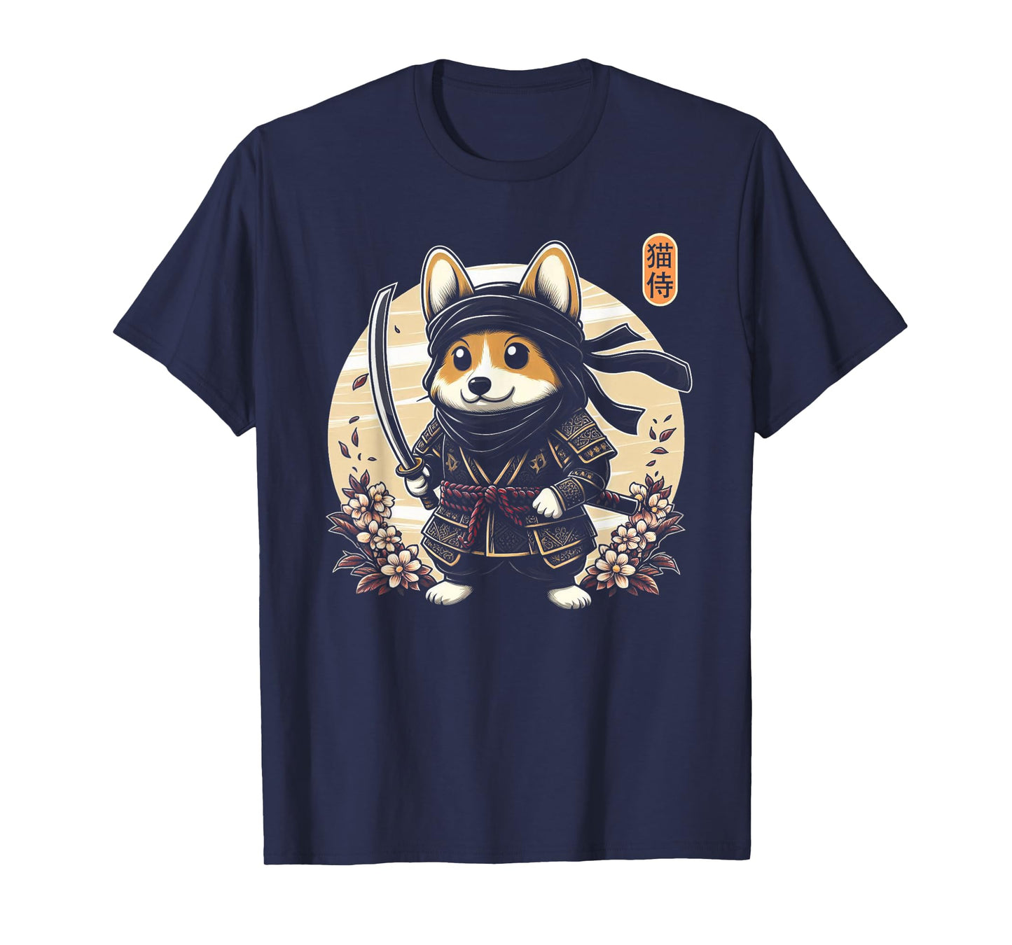 Japanese Samurai Ninja Corgi Tattoo Japanese Kawaii Art T-Shirt