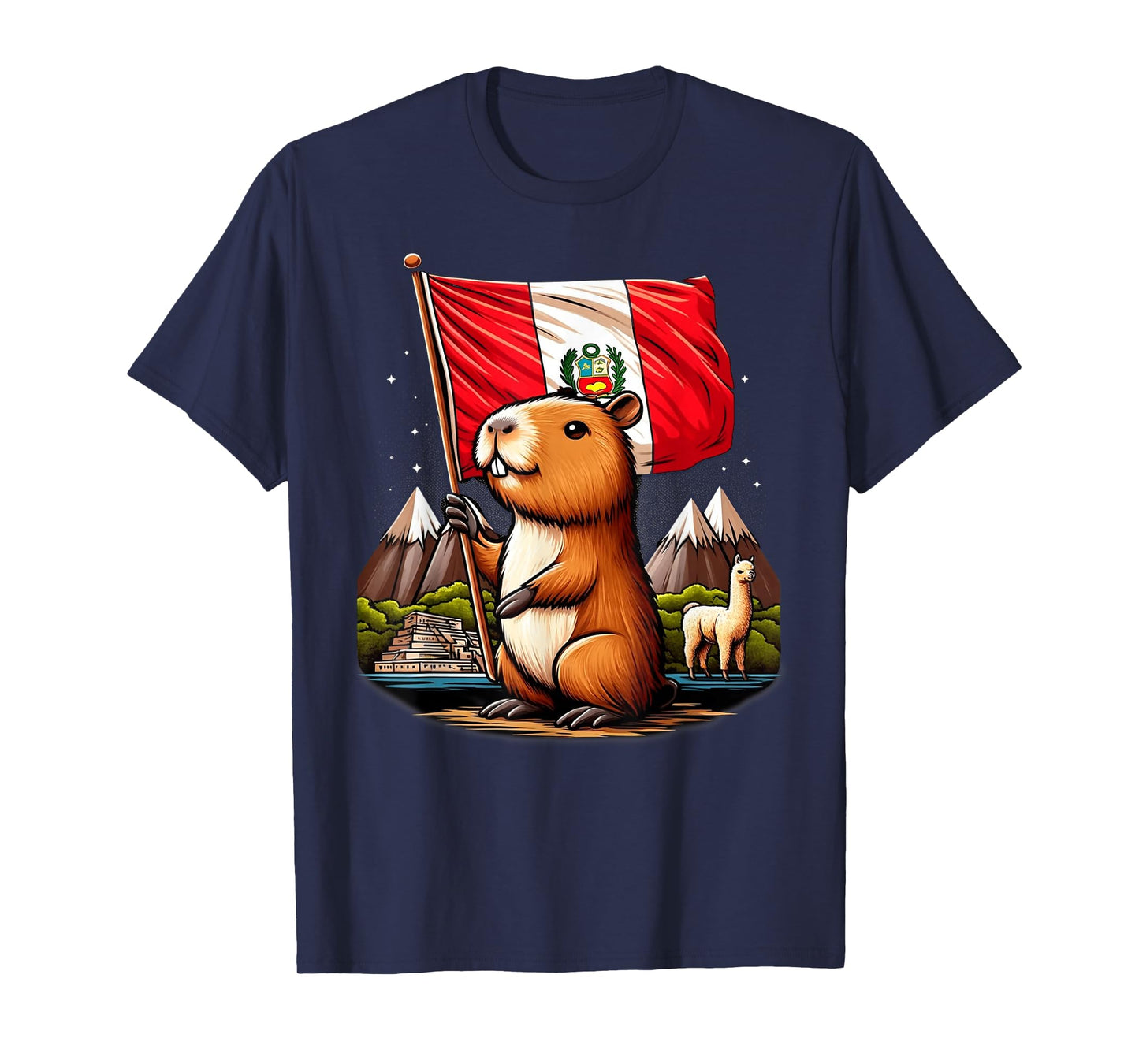Peruvian Capybara Peru Flag - Ronsoco Fiestas Patrias T-Shirt