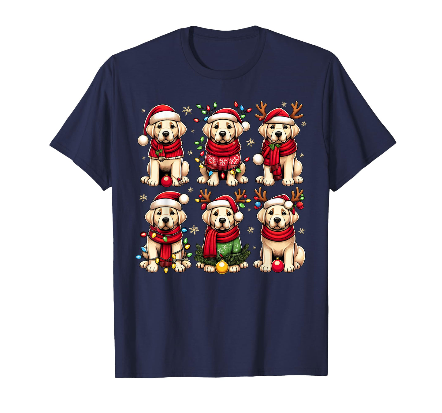 Cute Labrador Santa Christmas Lights Funny Xmas Animal Lover T-Shirt