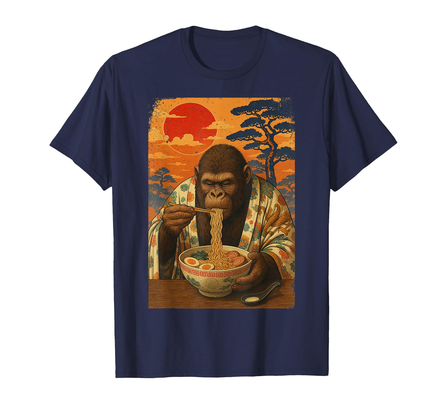Bigfoot Eating Japanese Ramen Noodles Funny Gifts Men Women T-Shirt