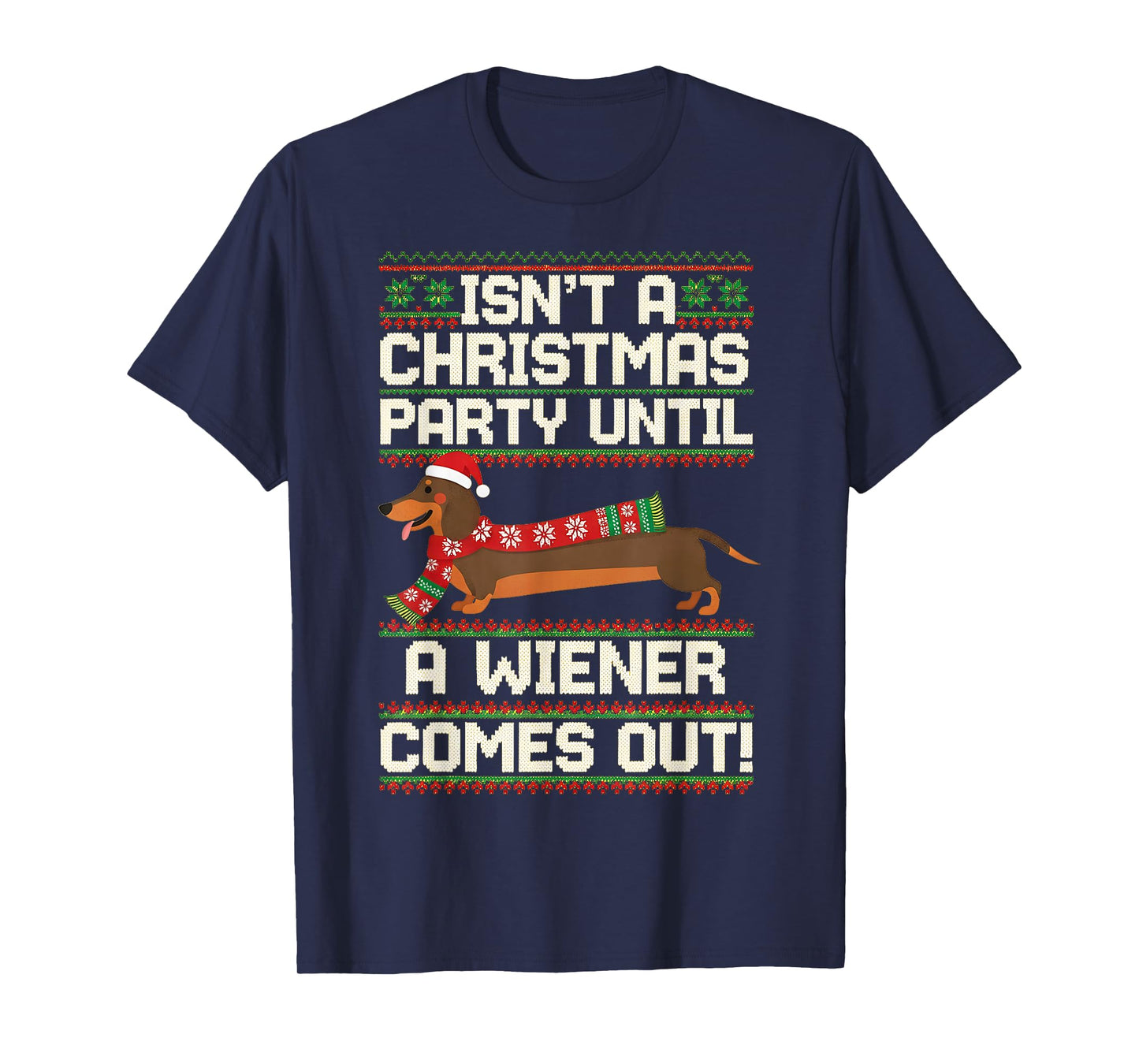Cool Funny Wiener Dog Christmas Dachshund Holiday Joke T-Shirt