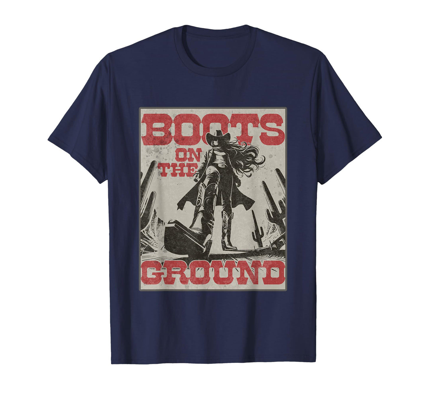 Cowgirl Boots on The Ground Vintage Western T-Shirt