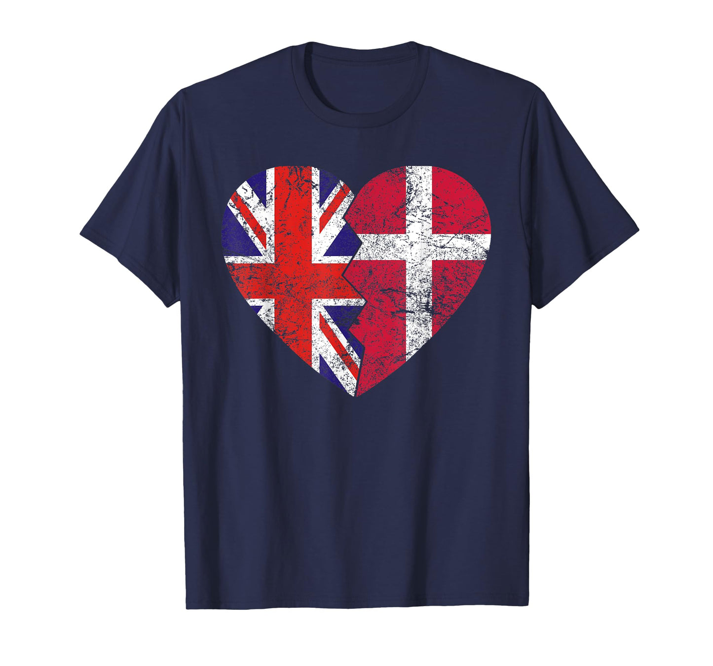Danish British Flags Heart | United Kingdom Denmark Roots T-Shirt