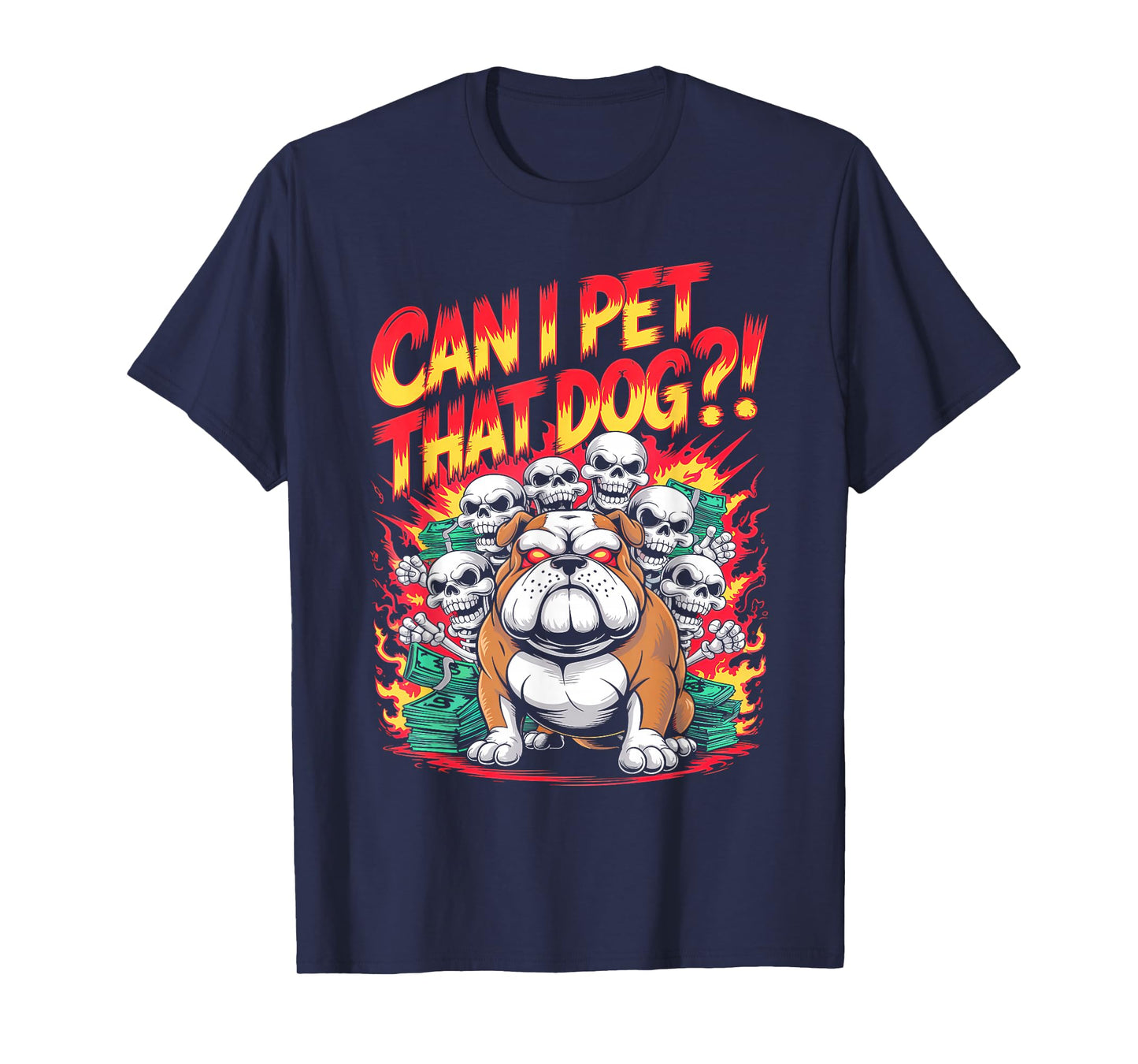 Can I Pet That Dog?! Cute Skeleton Halloween Bulldog Bootleg T-Shirt