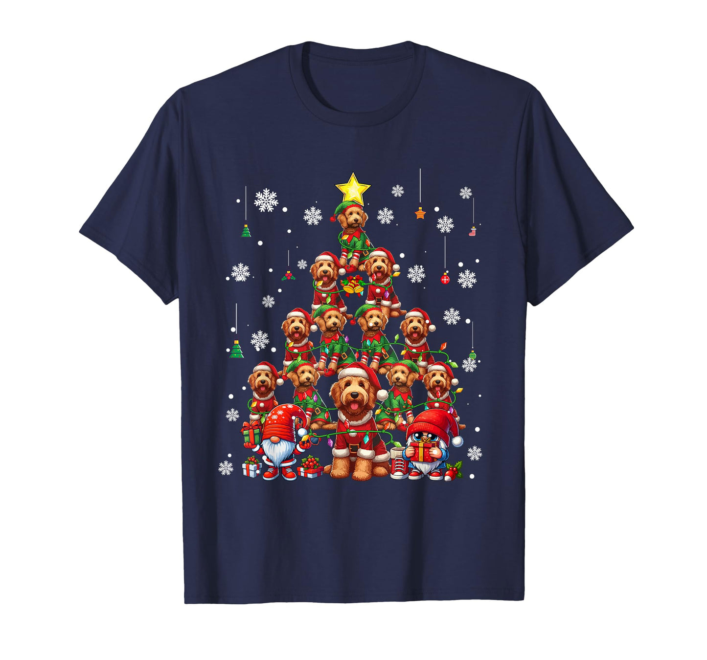 Squad Xmas Labradoodles Cosplay Santa Elf Christmas Tree T-Shirt