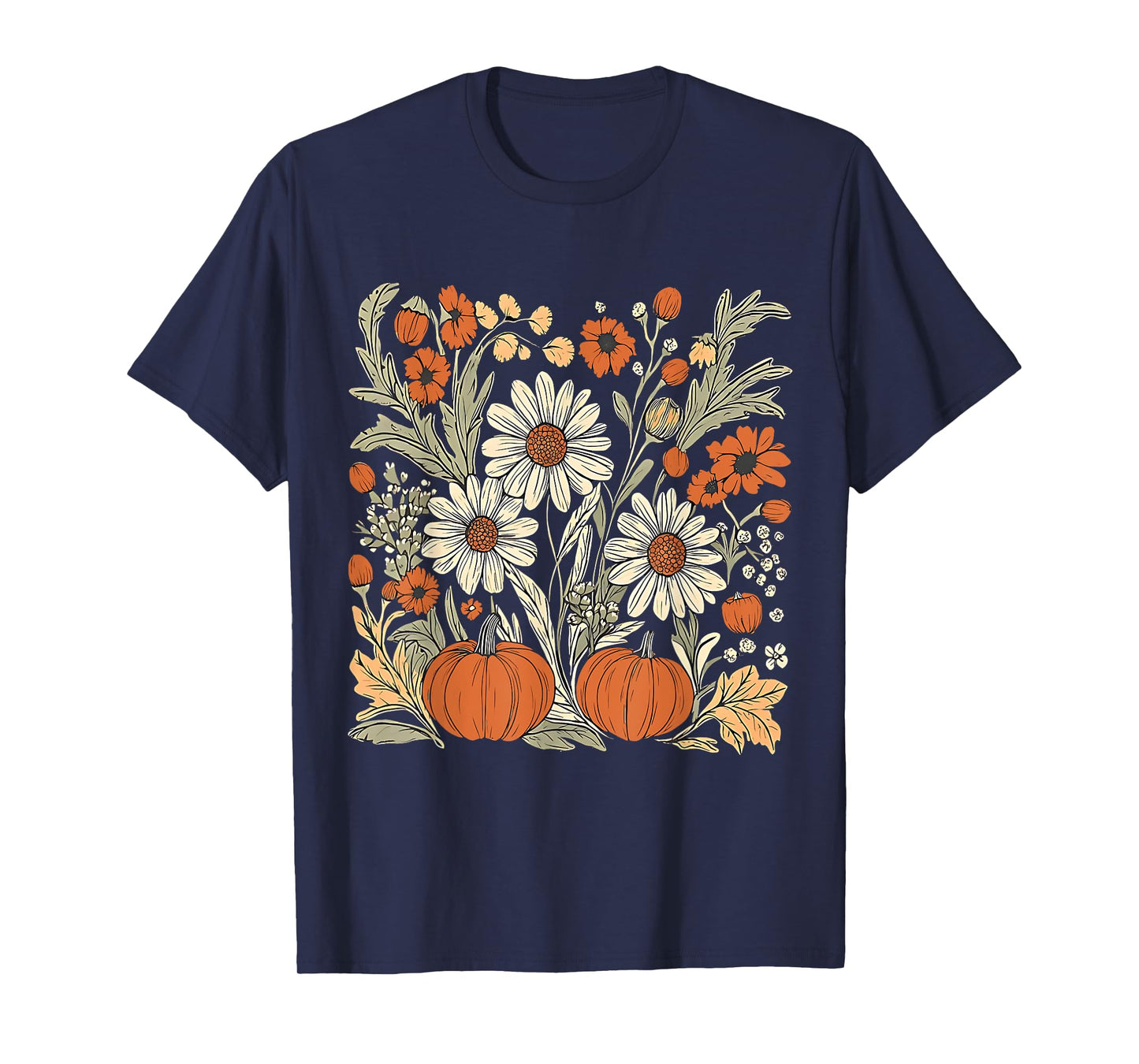 Pumpkin Season Boho Vintage Floral Thanksgiving Fall Vibes T-Shirt