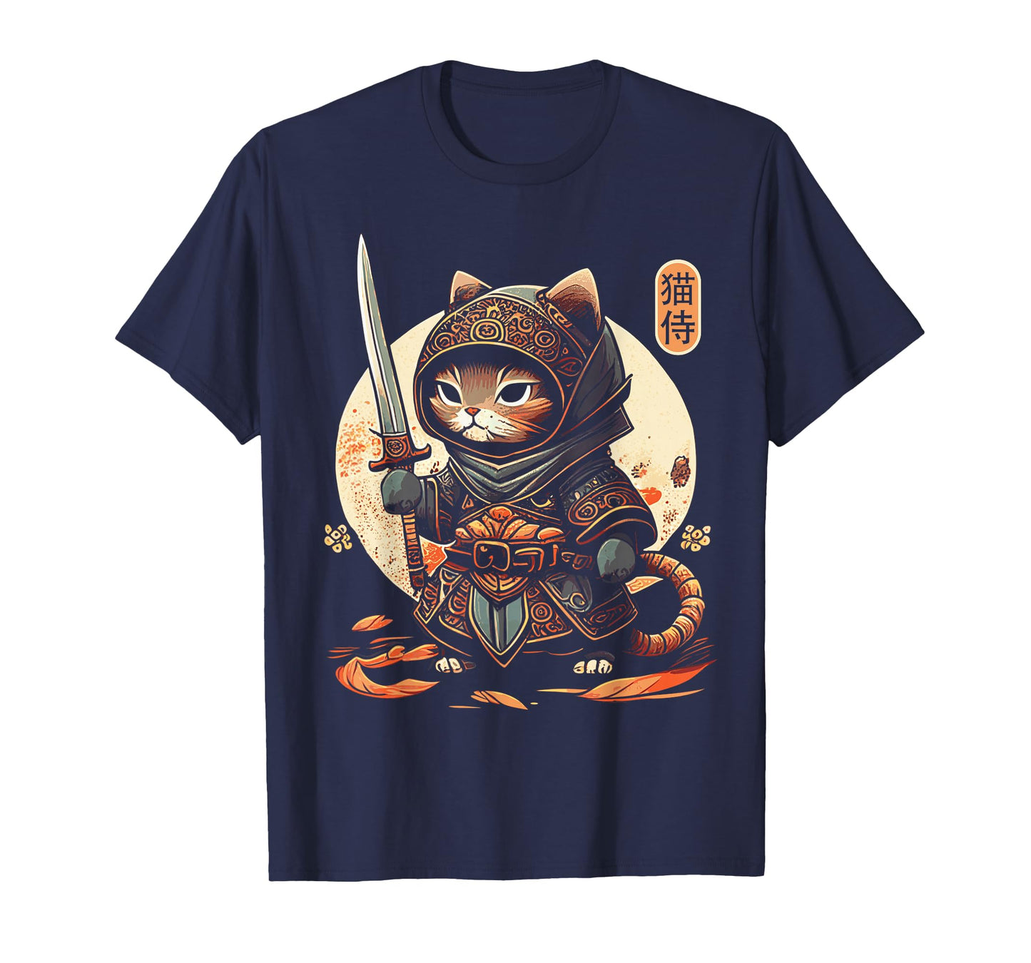 Japanese Samurai Cat Tattoo Kawaii Ninja Cat T-Shirt