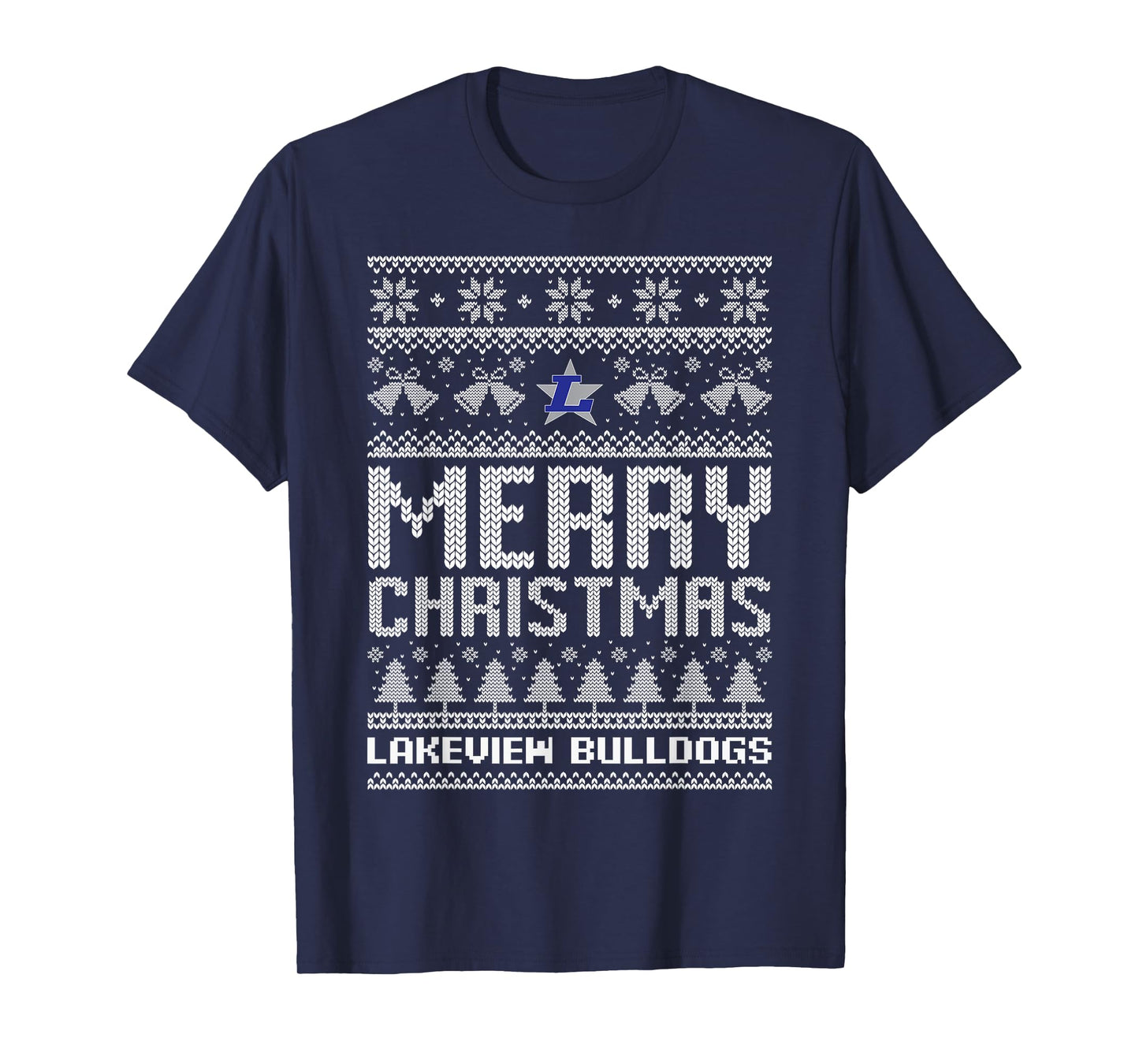 Lakeview Bulldogs Logo Merry Christmas Ugly Sweater HS T-Shirt