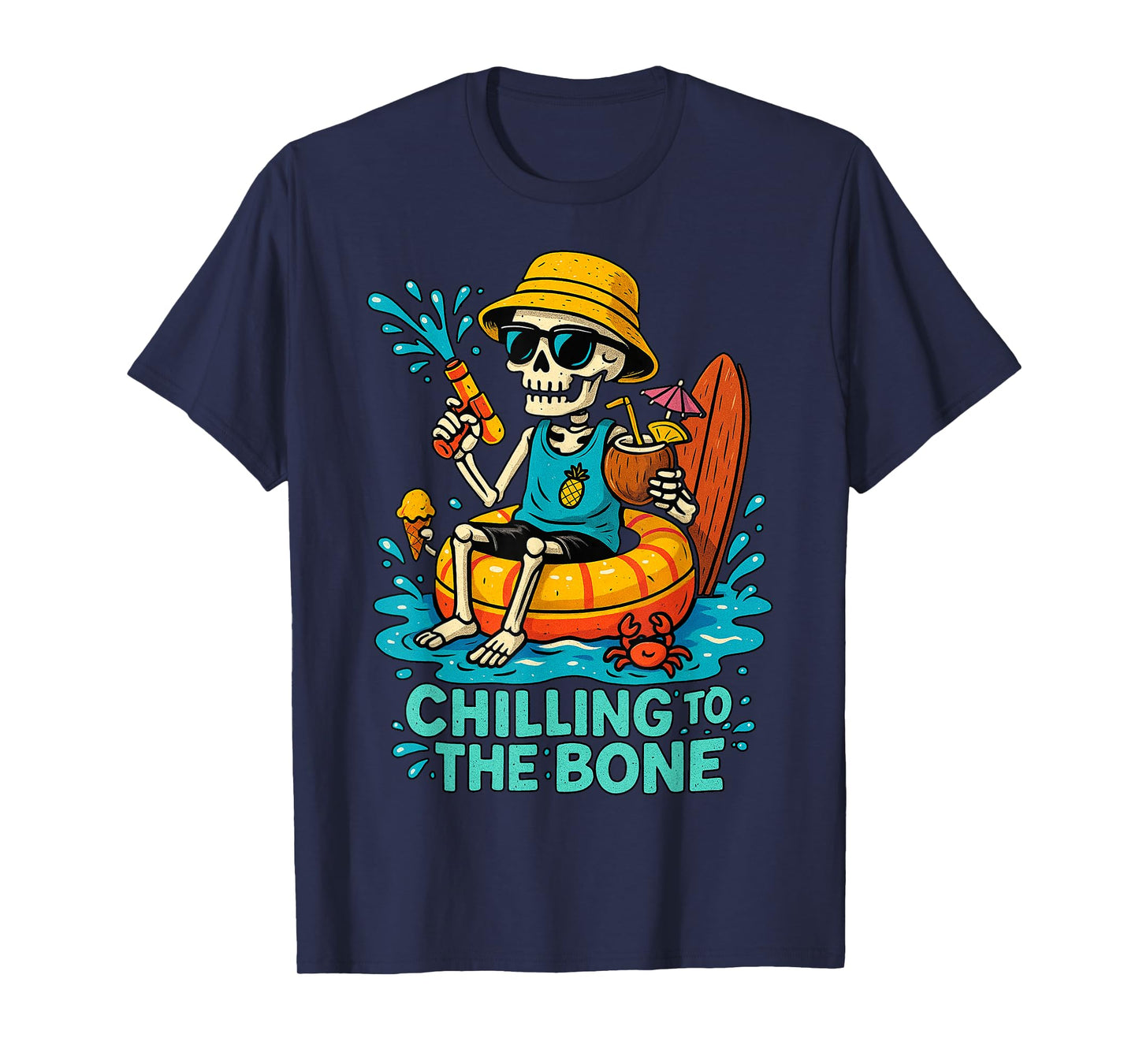 Halloween Summer Chilling to the Bone Skeleton Float Costume T-Shirt
