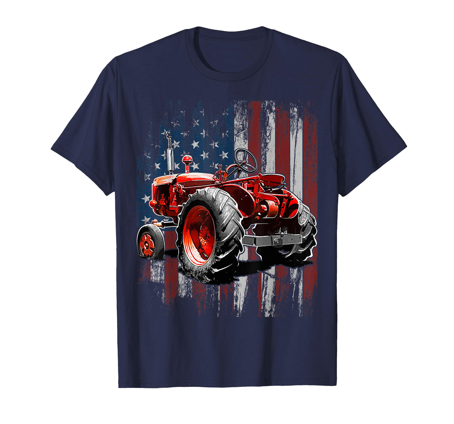 Patriotic Tractor American Flag Tractor Farmer Farm Gift Men T-Shirt